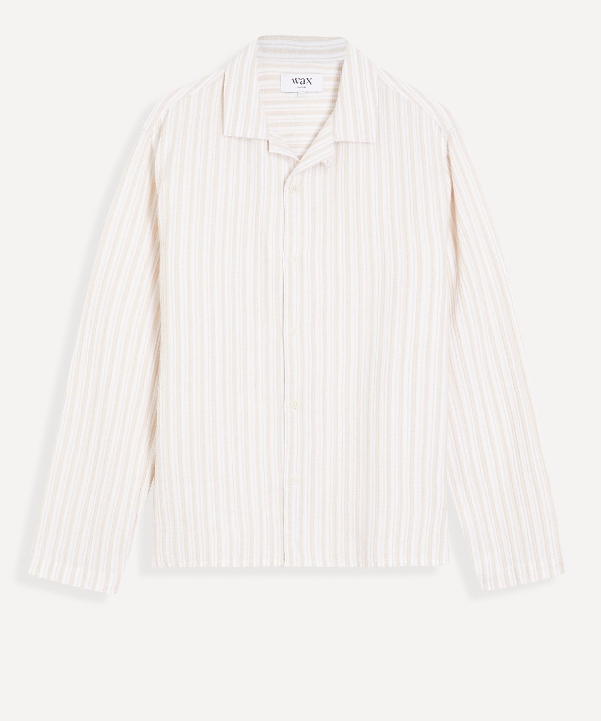 Wax London - Corey Textured Striped Shirt in Natural