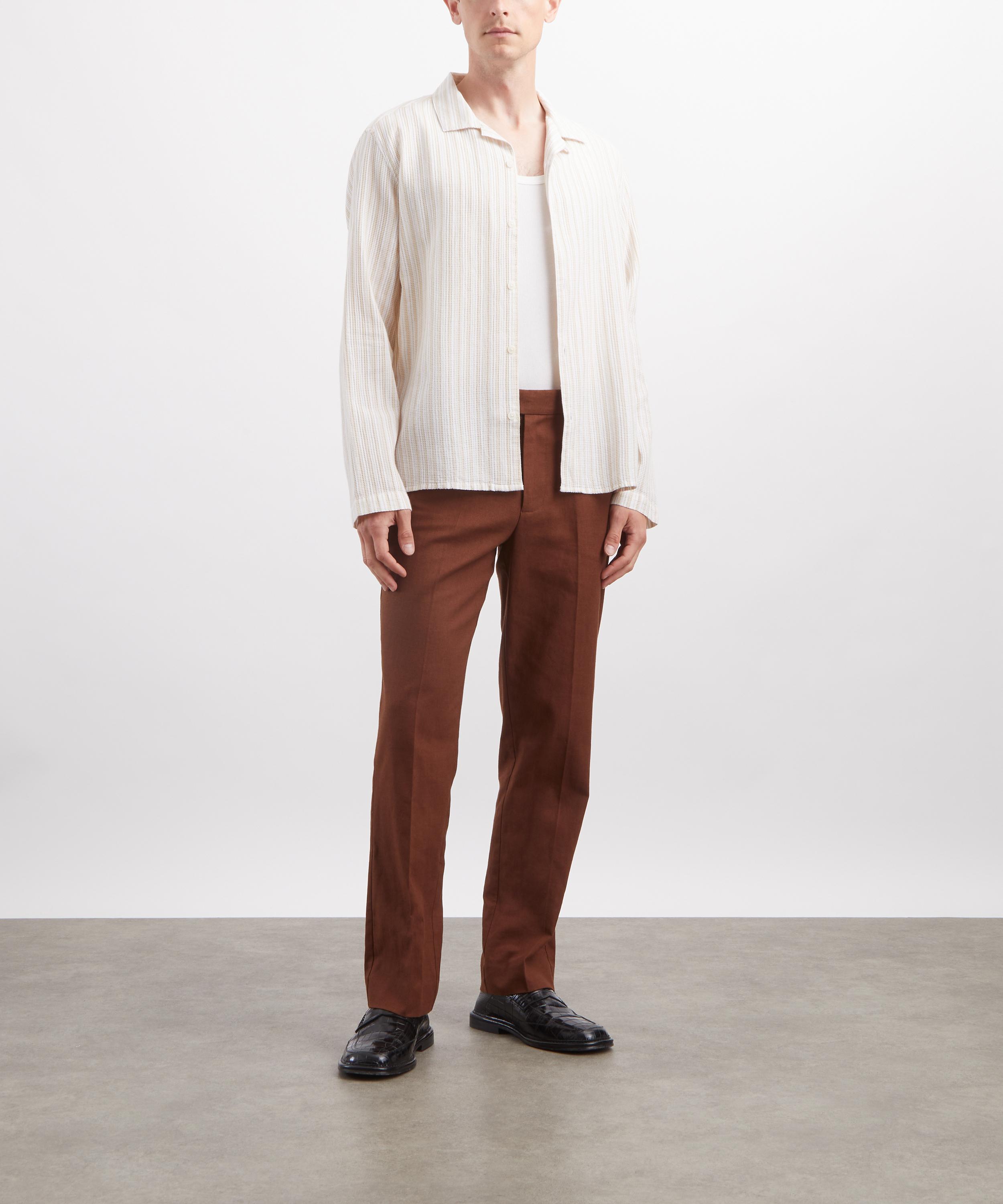 Wax London - Corey Textured Striped Shirt in Natural image number 1