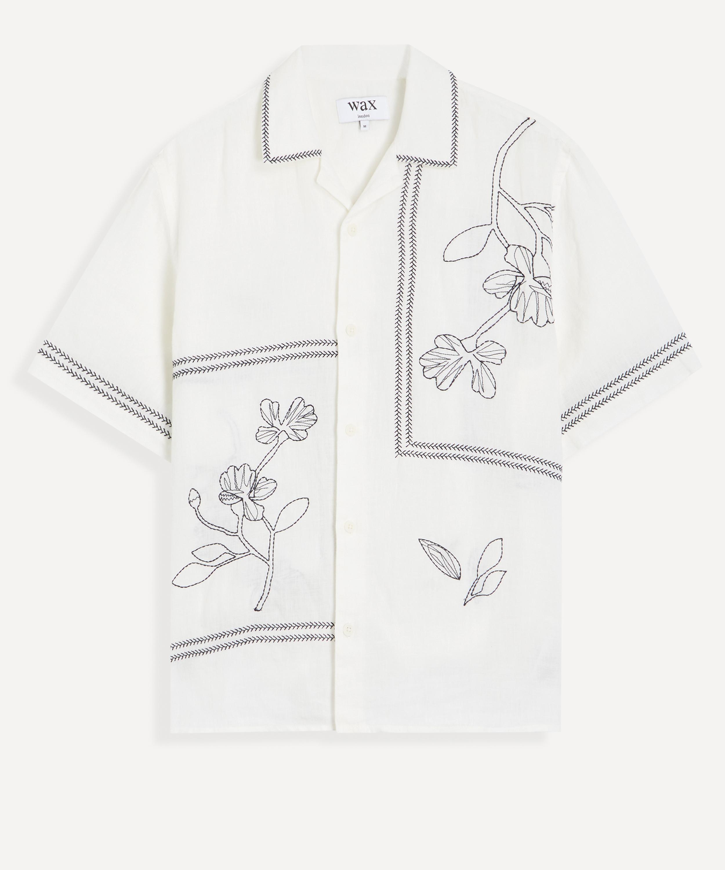 Wax London - Didcot Grid Flower Short-Sleeve Shirt