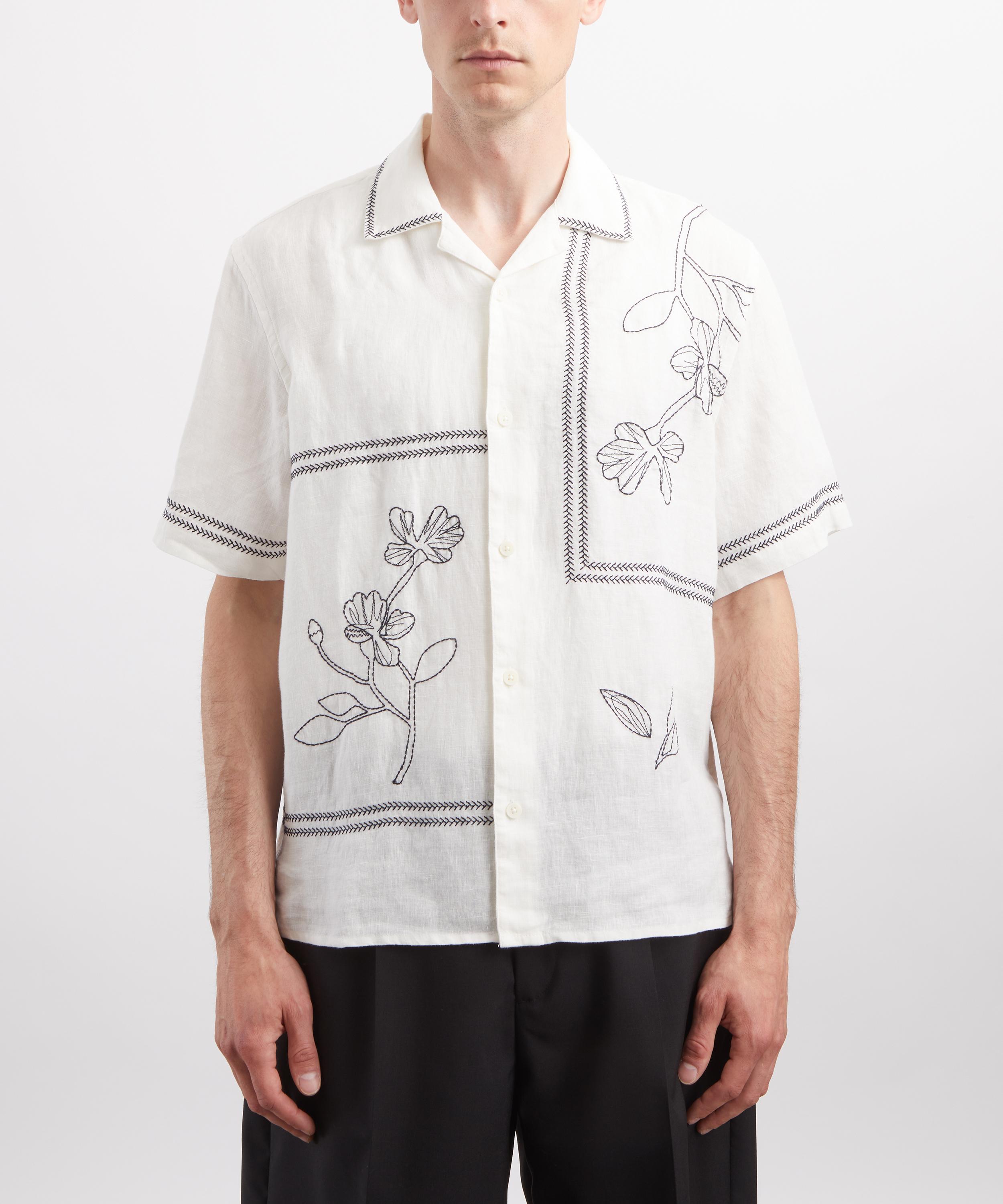 Wax London - Didcot Grid Flower Short-Sleeve Shirt image number 2