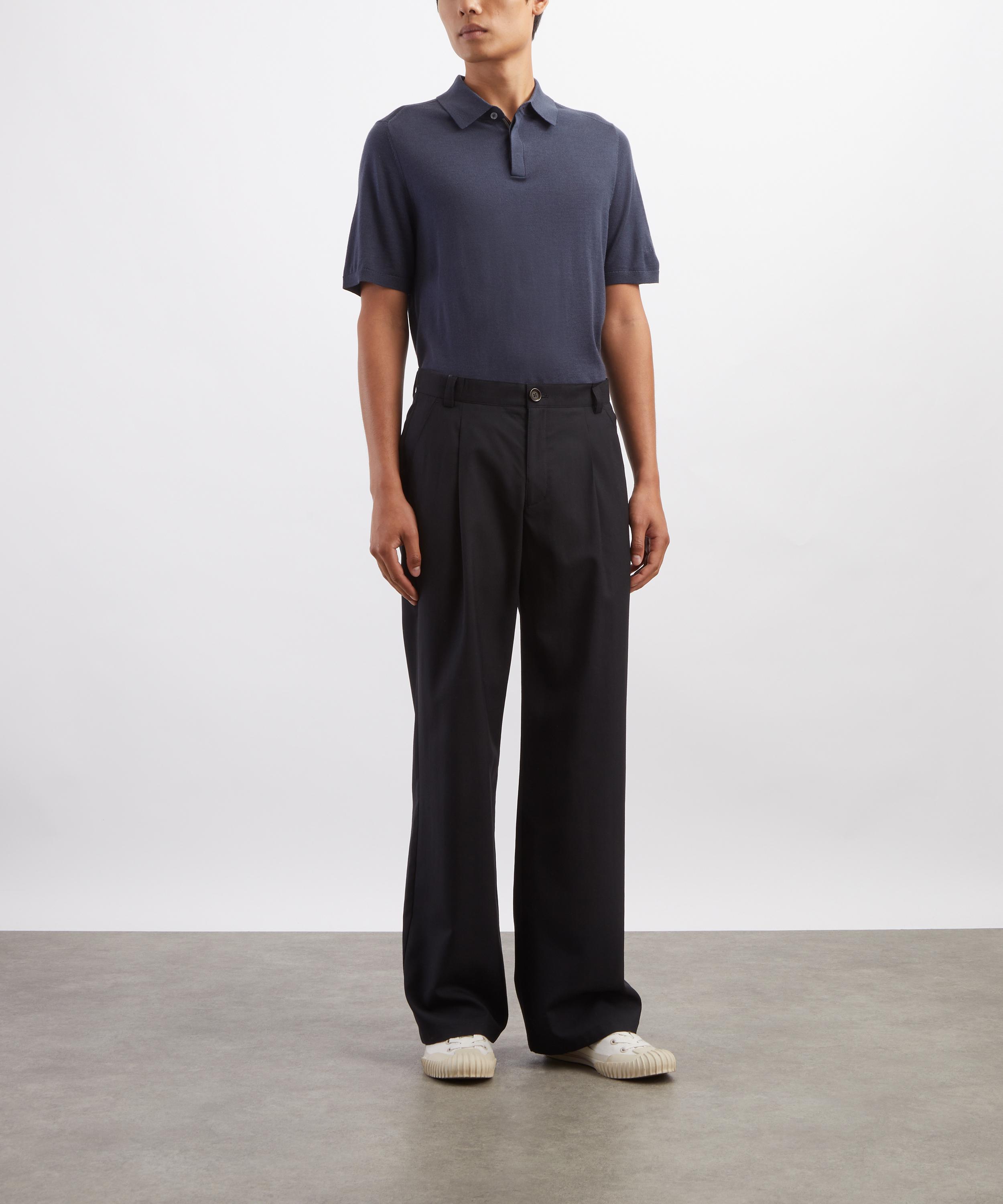 Paul Smith - Blue Short-Sleeve Merino Wool Knitted Polo&nbsp; image number 1