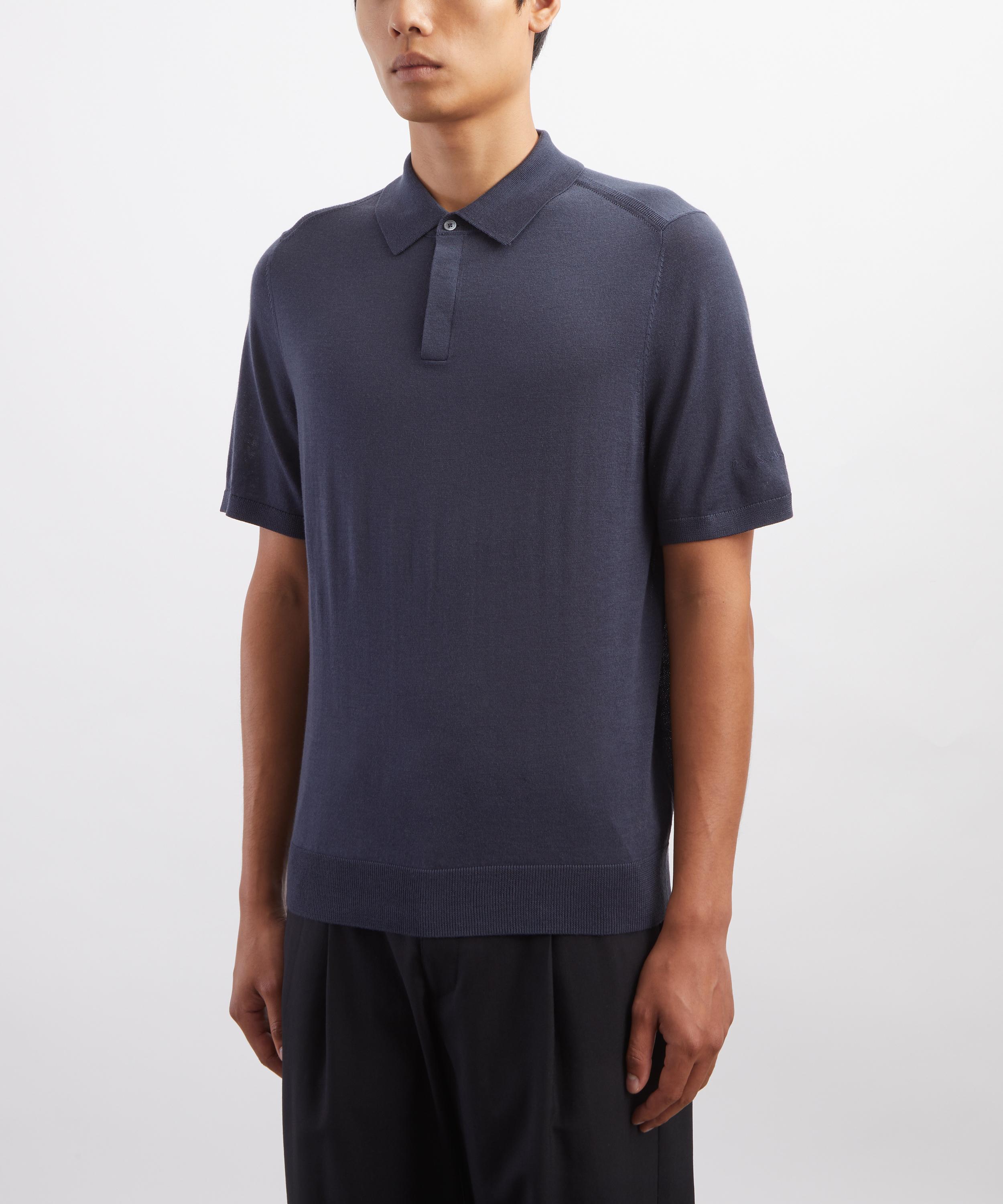Paul Smith - Blue Short-Sleeve Merino Wool Knitted Polo&nbsp; image number 2