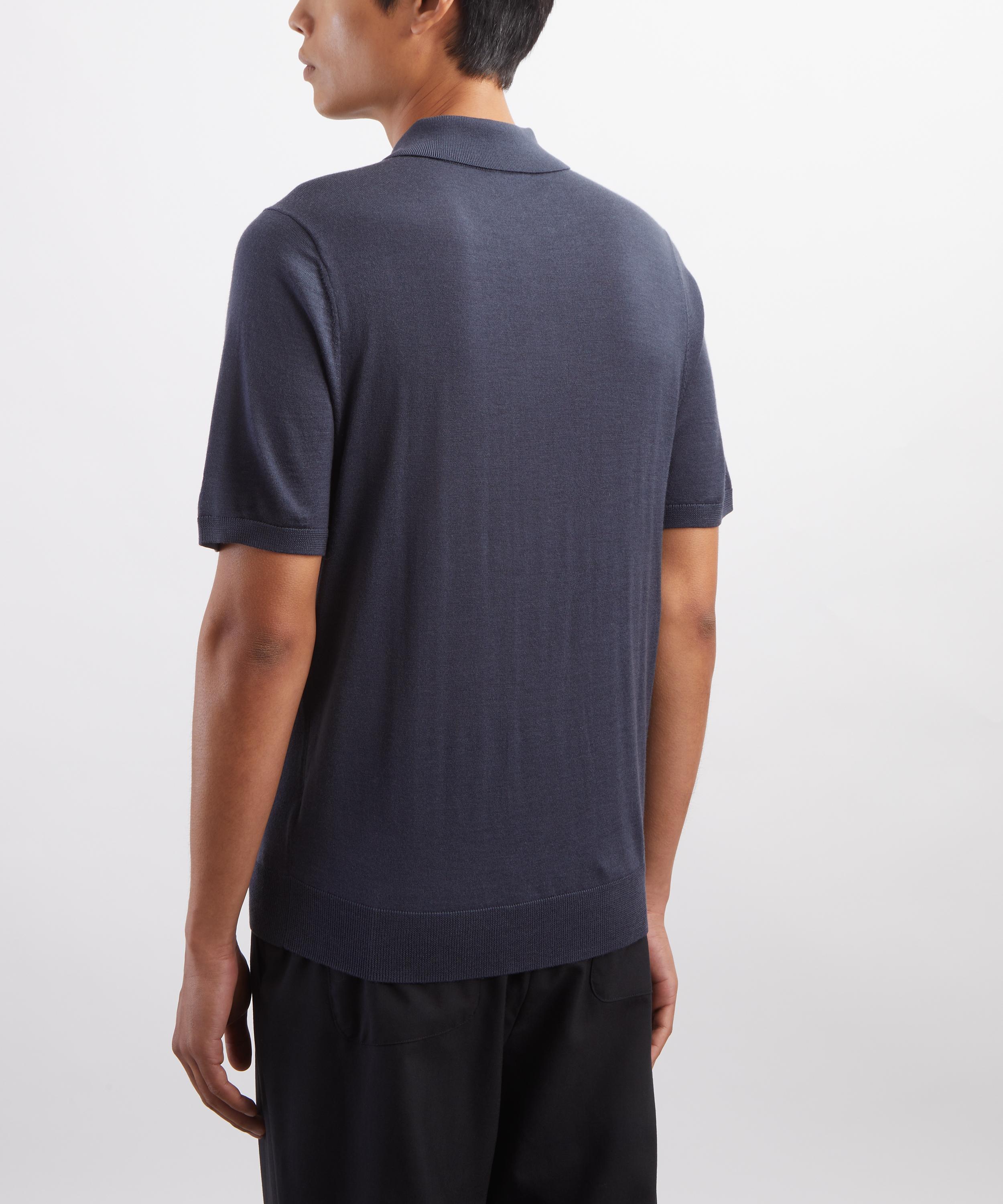 Paul Smith - Blue Short-Sleeve Merino Wool Knitted Polo&nbsp; image number 3