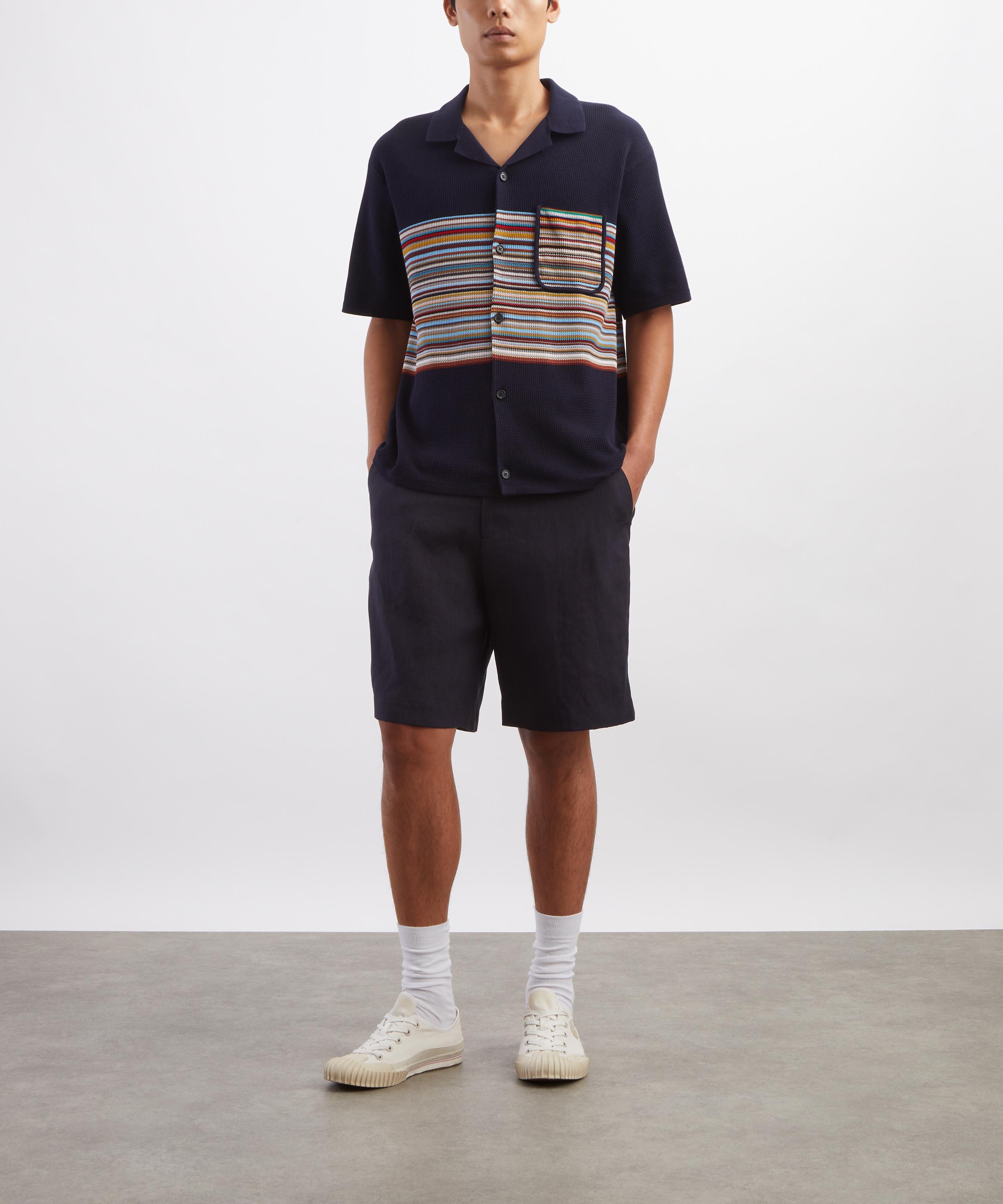 Paul Smith - Navy Cotton Signature Stripe Knitted Shirt image number 1