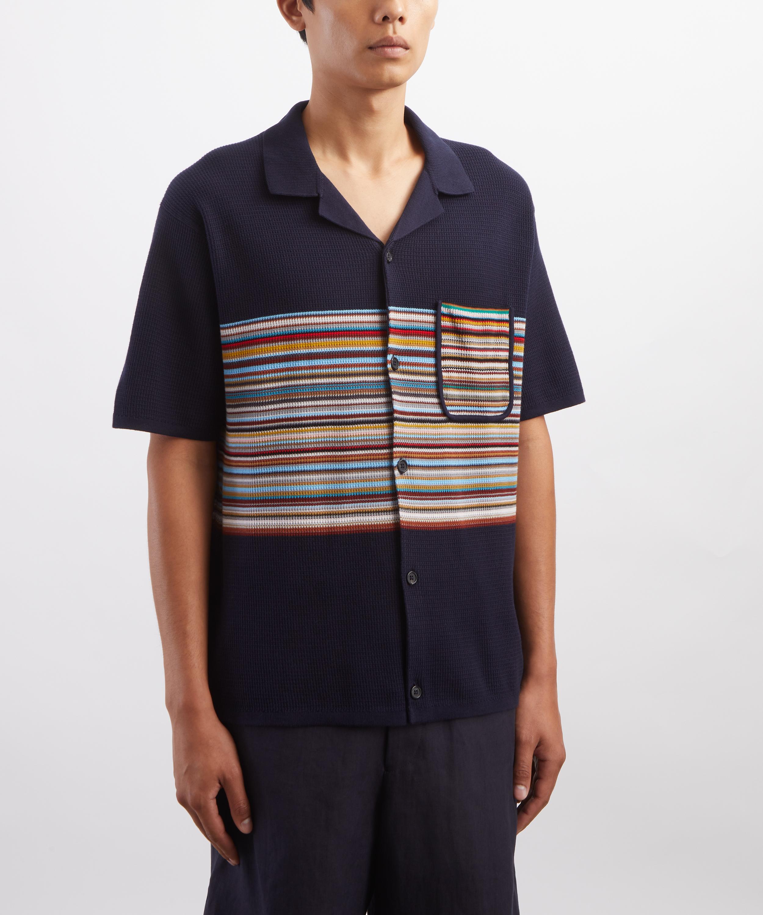 Paul Smith - Navy Cotton Signature Stripe Knitted Shirt image number 2