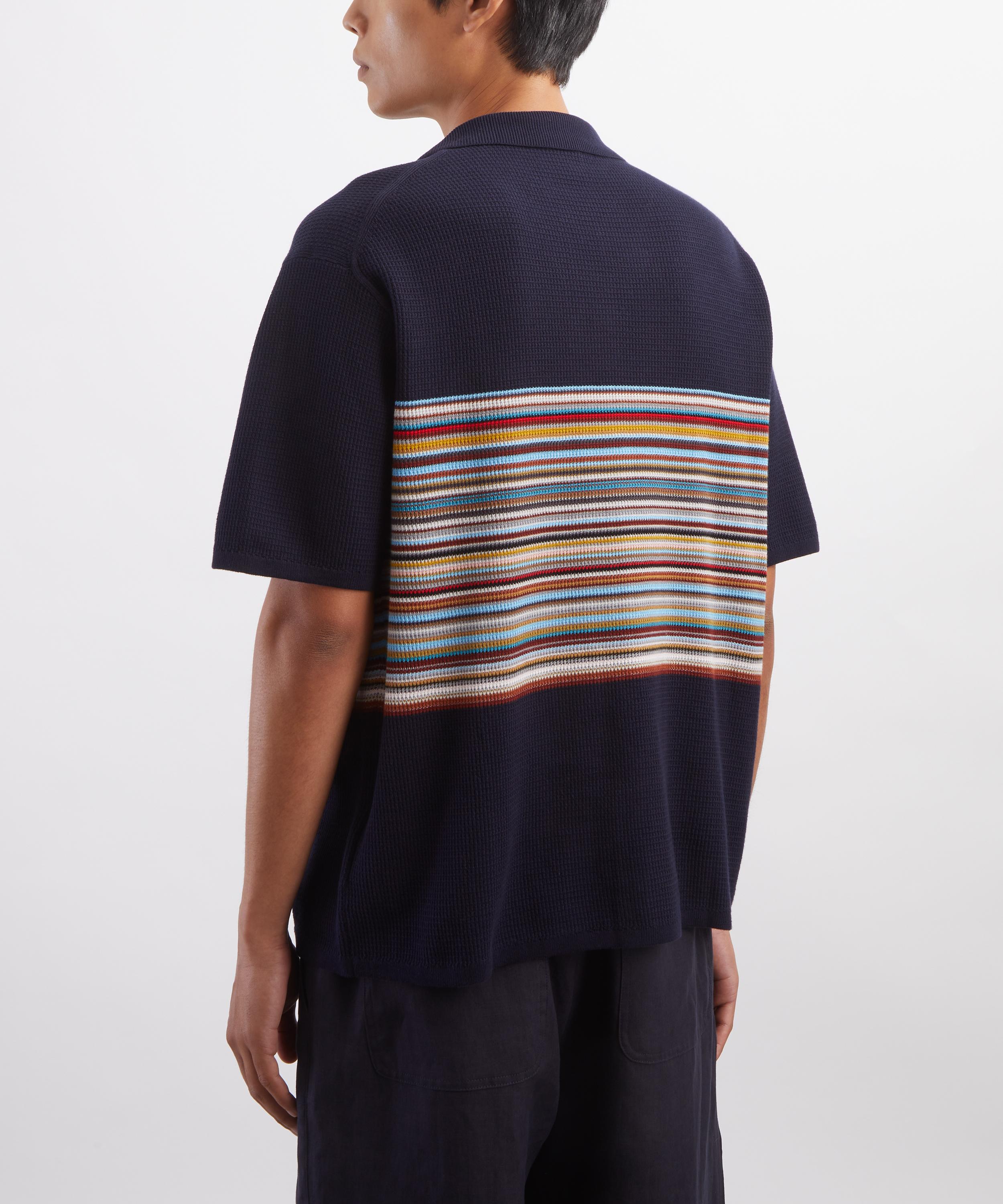 Paul Smith - Navy Cotton Signature Stripe Knitted Shirt image number 3
