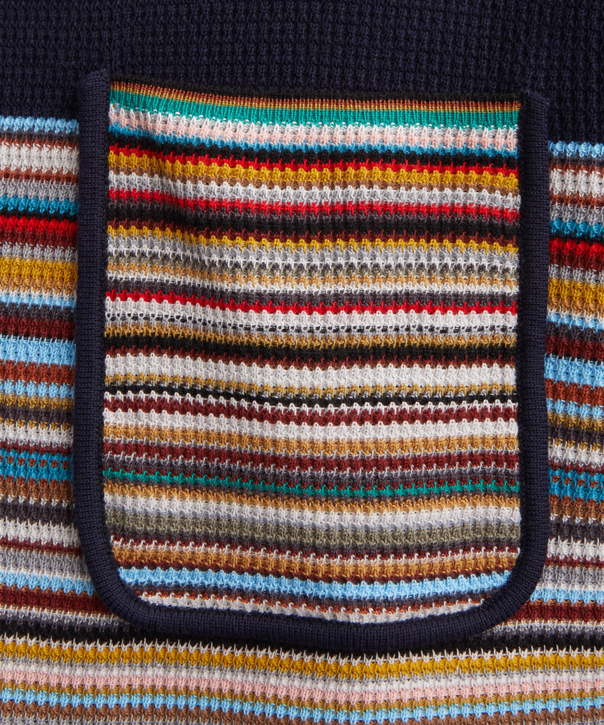 Paul Smith - Navy Cotton Signature Stripe Knitted Shirt image number 4