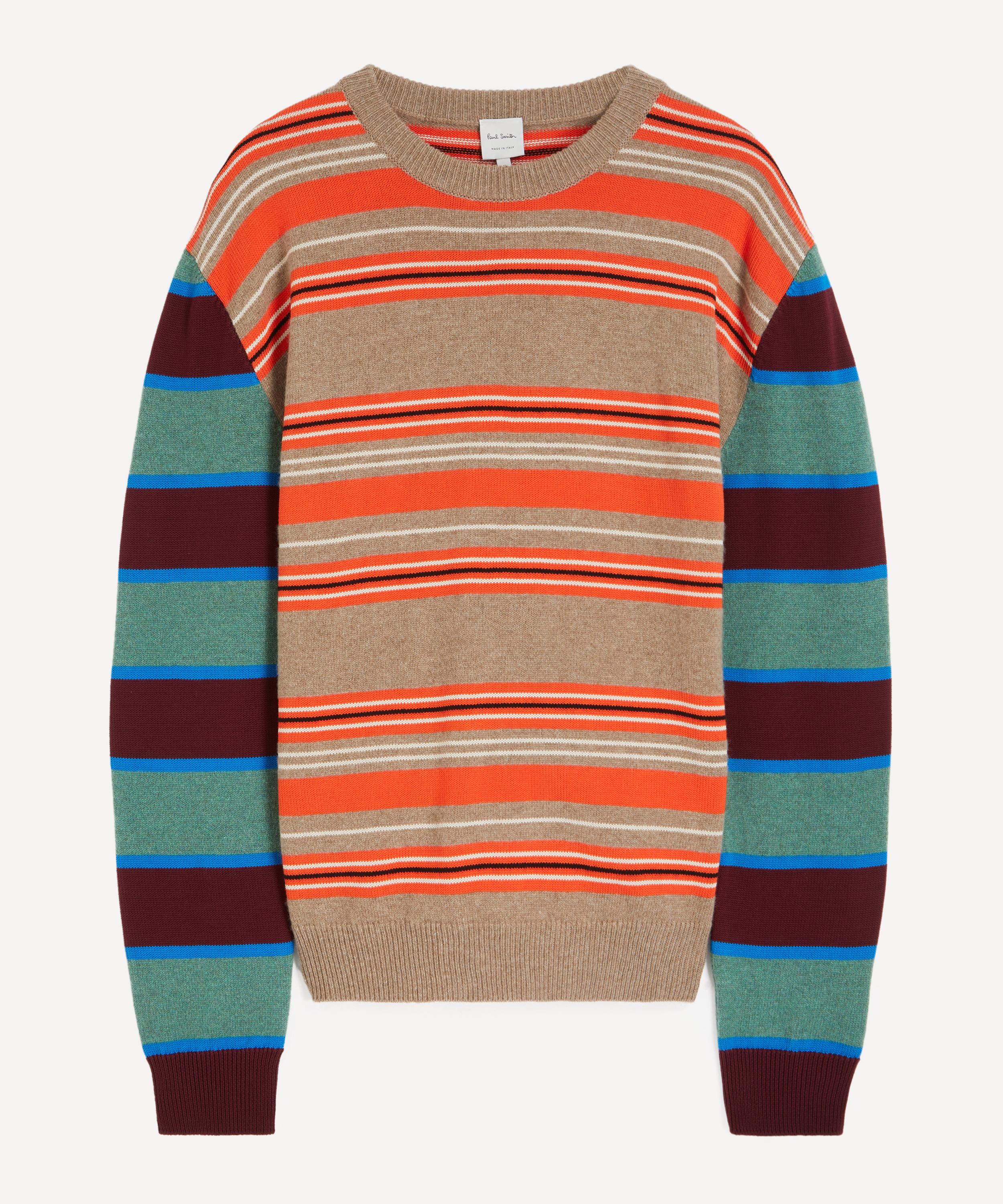 Paul Smith - Orange Contrast-Sleeve Stripe Jumper image number 0