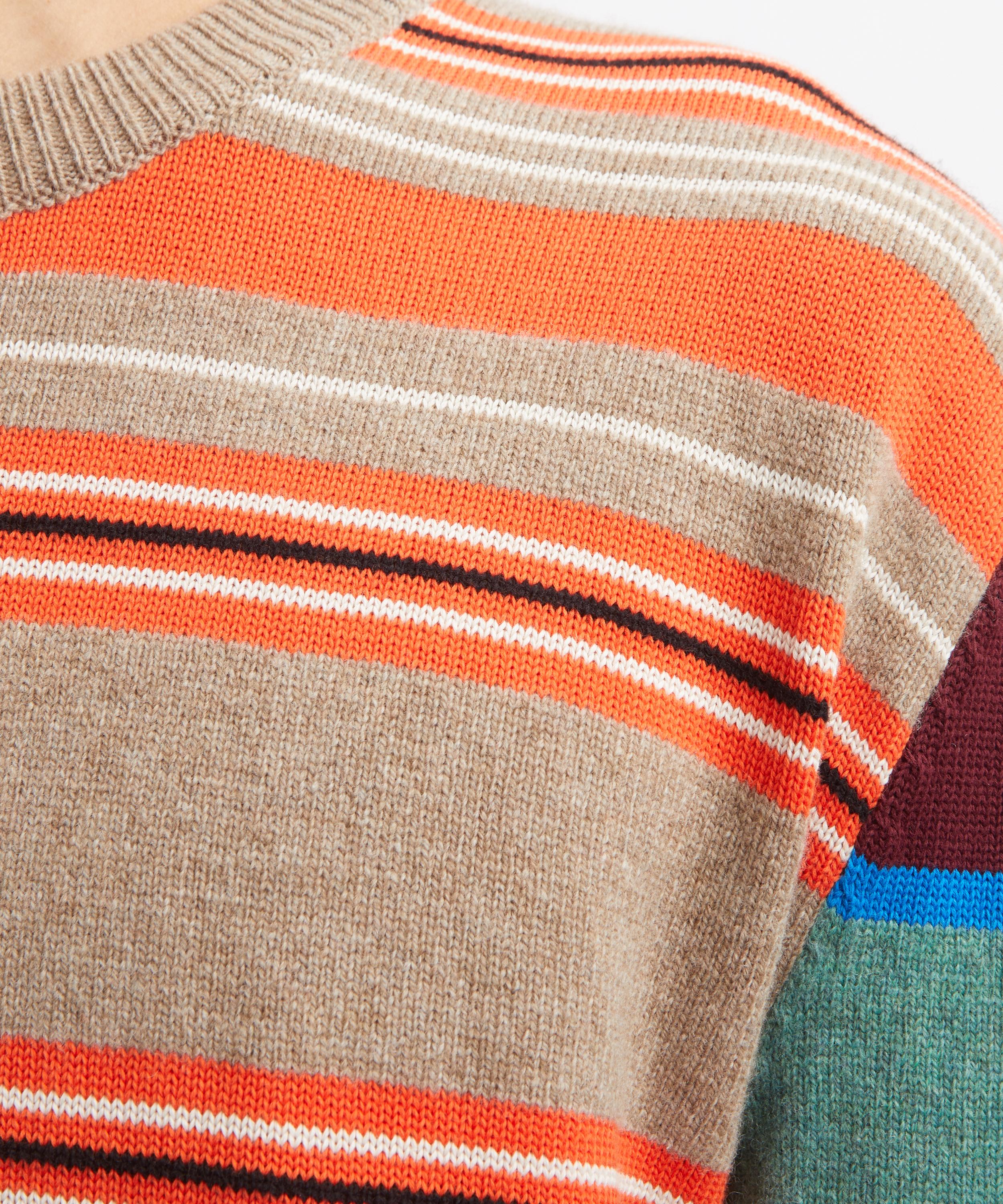 Paul Smith - Orange Contrast-Sleeve Stripe Jumper image number 4