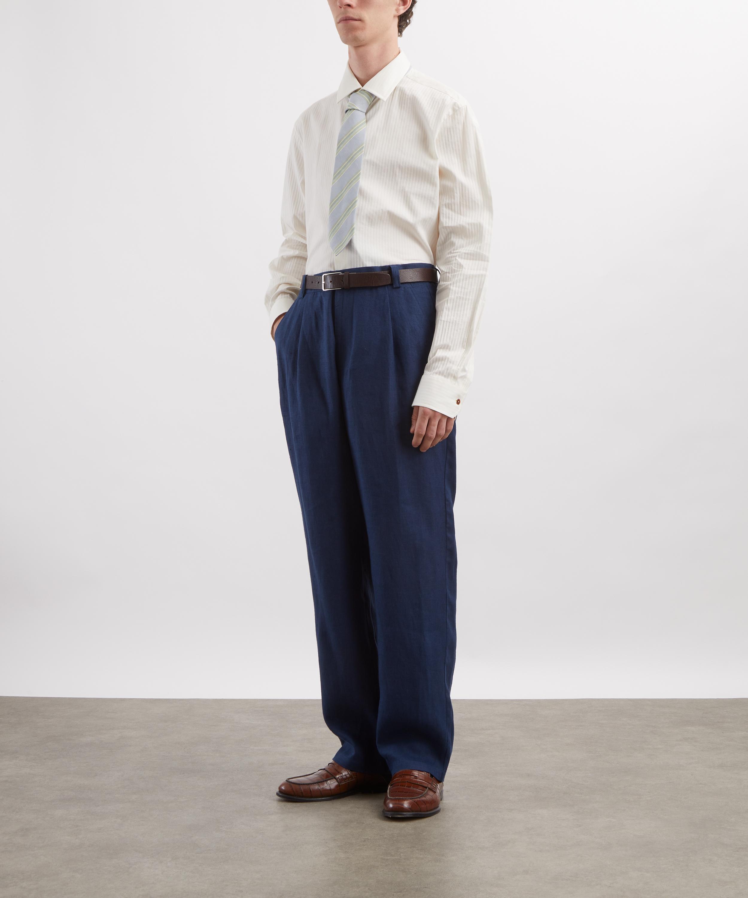 Paul Smith - Beige Stripe Regular-Fit Cotton-Silk Shirt image number 1