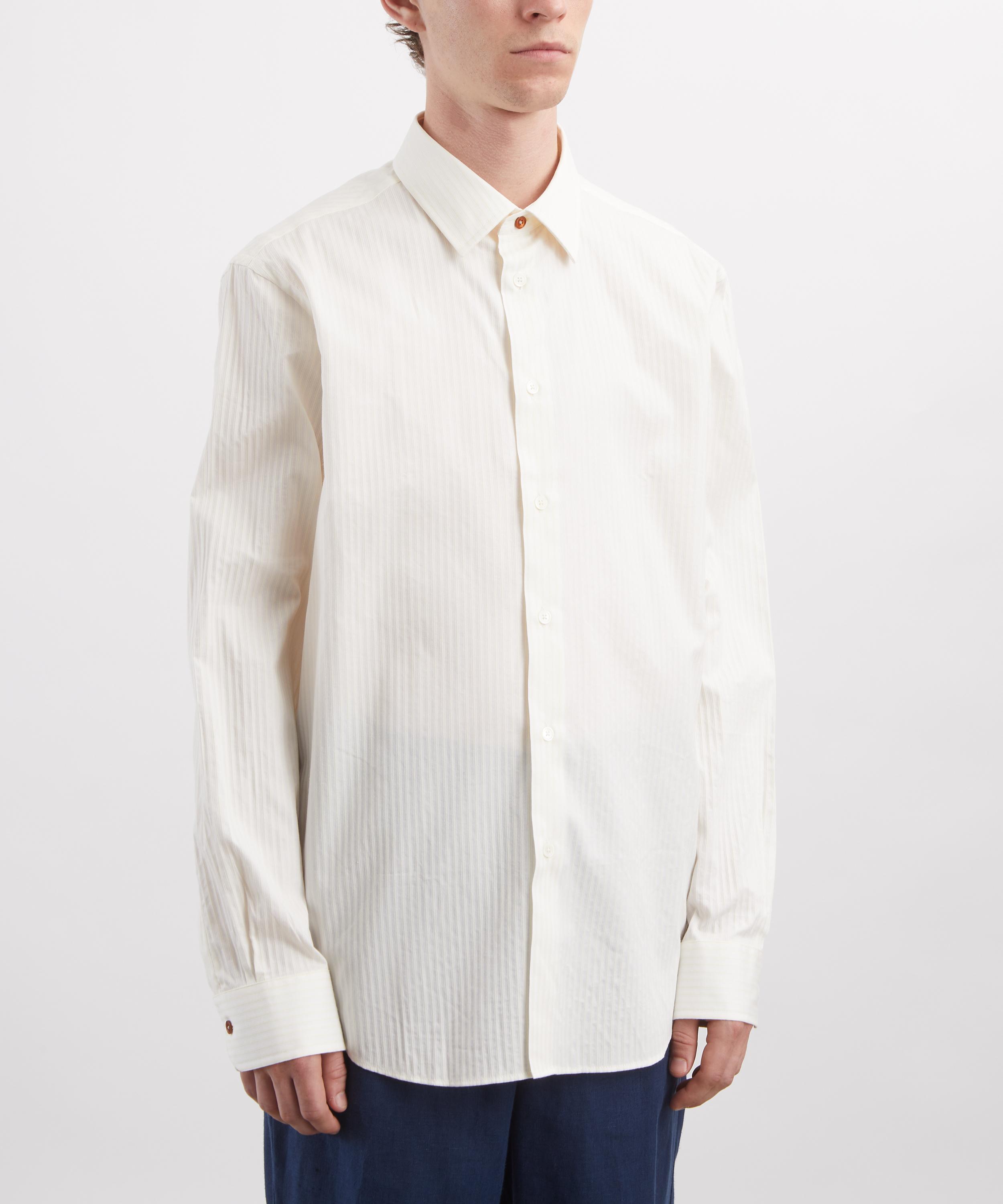 Paul Smith - Beige Stripe Regular-Fit Cotton-Silk Shirt image number 2