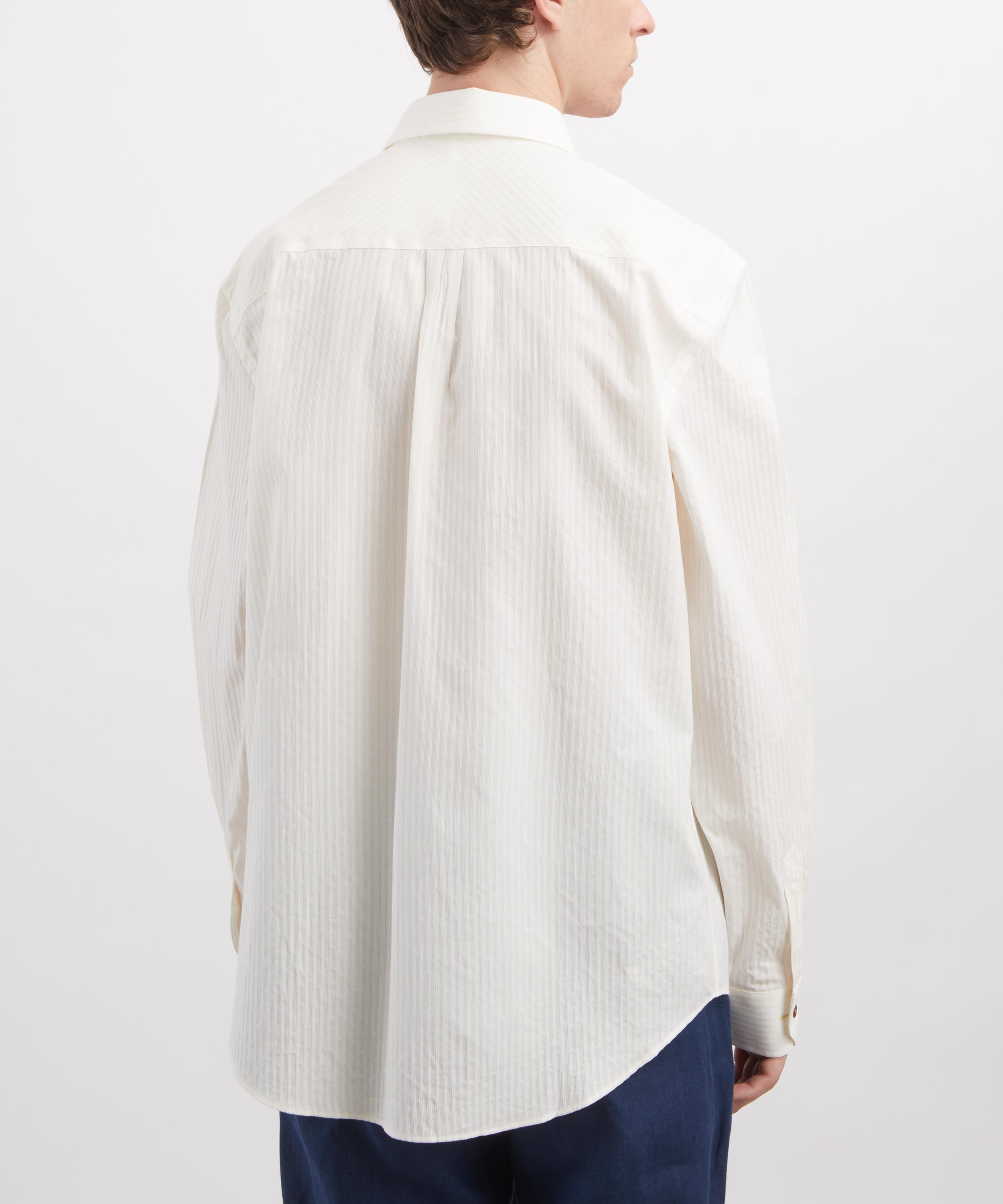 Paul Smith - Beige Stripe Regular-Fit Cotton-Silk Shirt image number 3