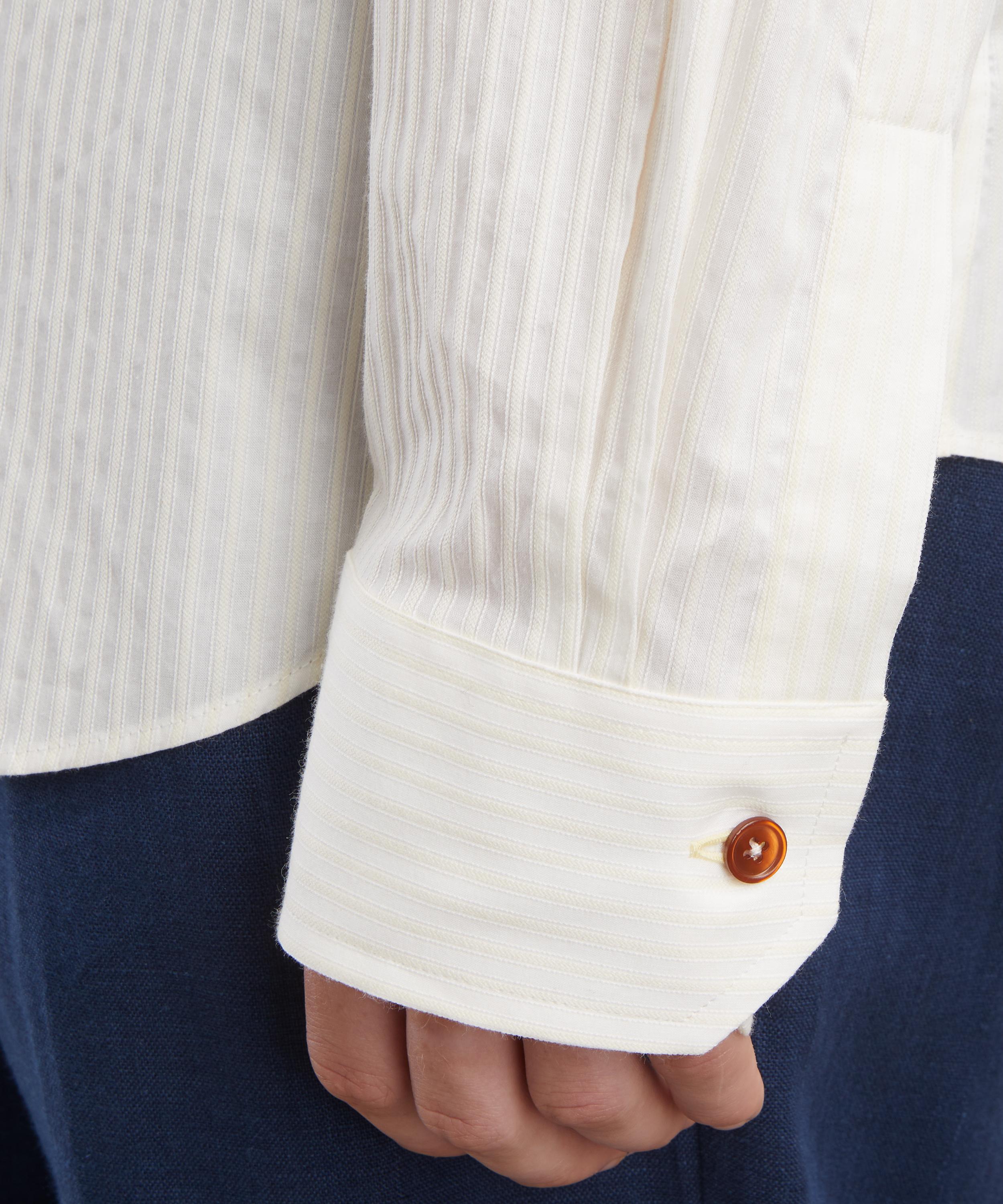 Paul Smith - Beige Stripe Regular-Fit Cotton-Silk Shirt image number 4