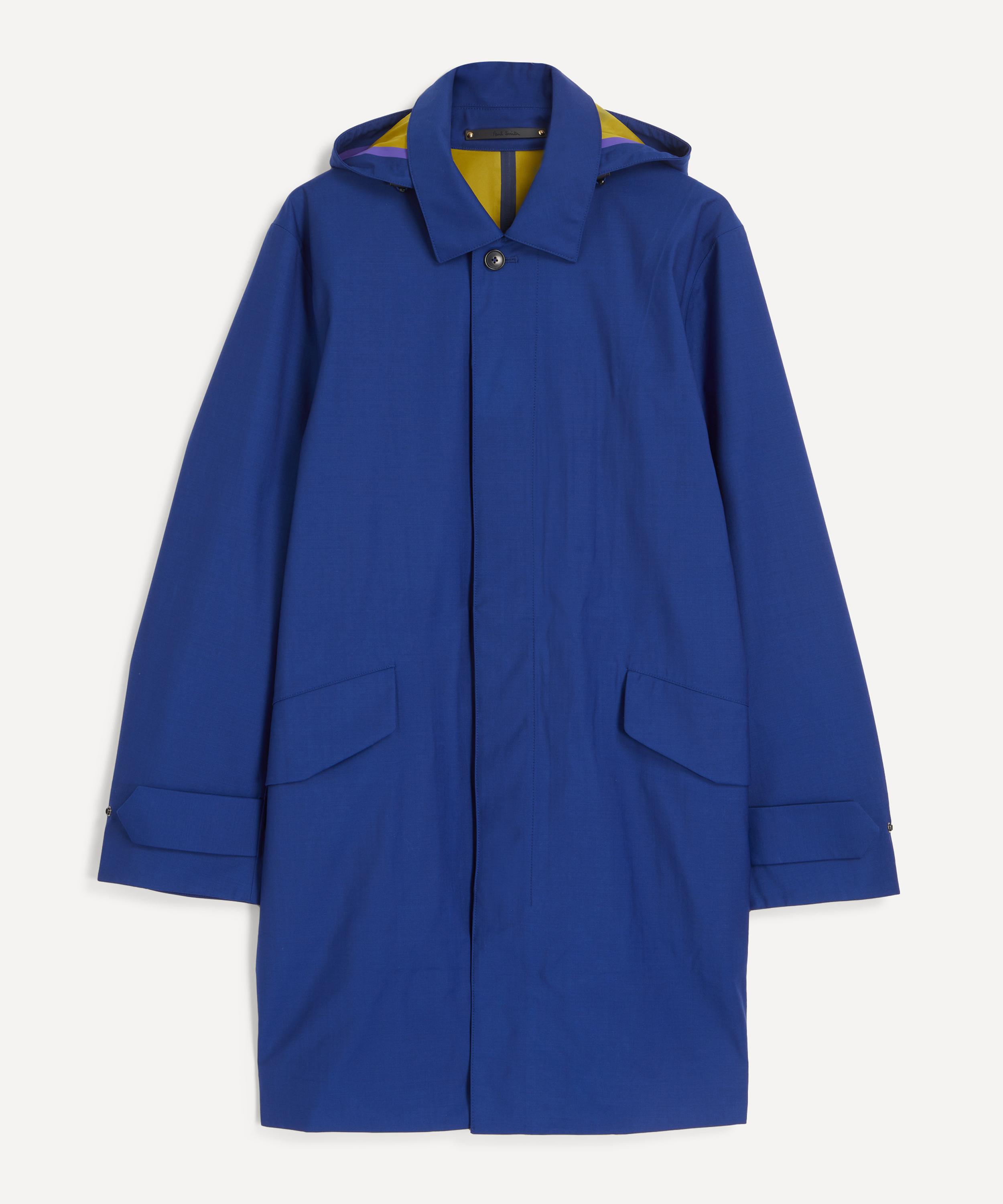 Paul Smith - Cobalt Blue Storm System Hooded Three-Layer Mac image number 0