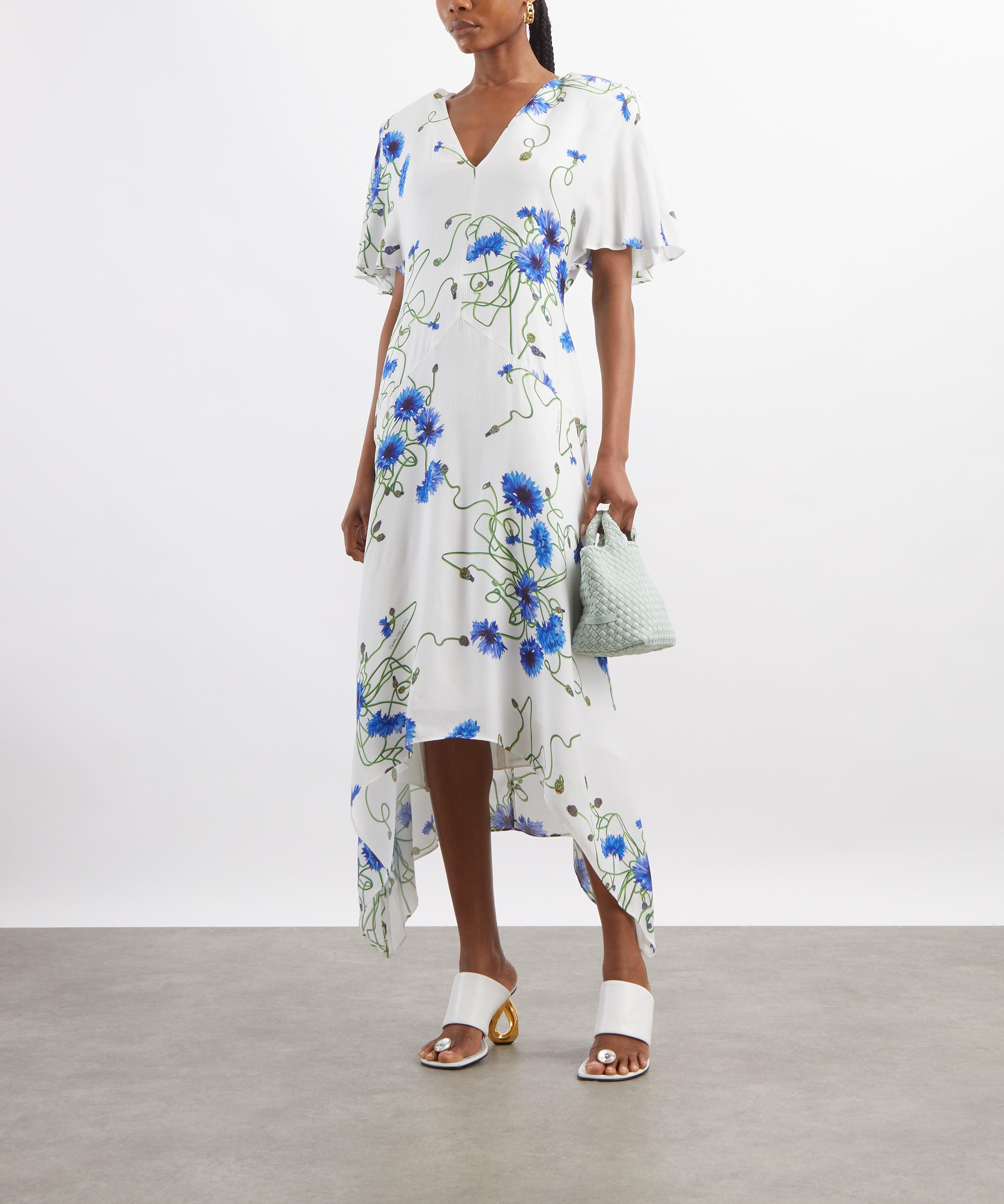 Stella McCartney - Floral Print Hammered Crepe V-Neck Dress image number 1