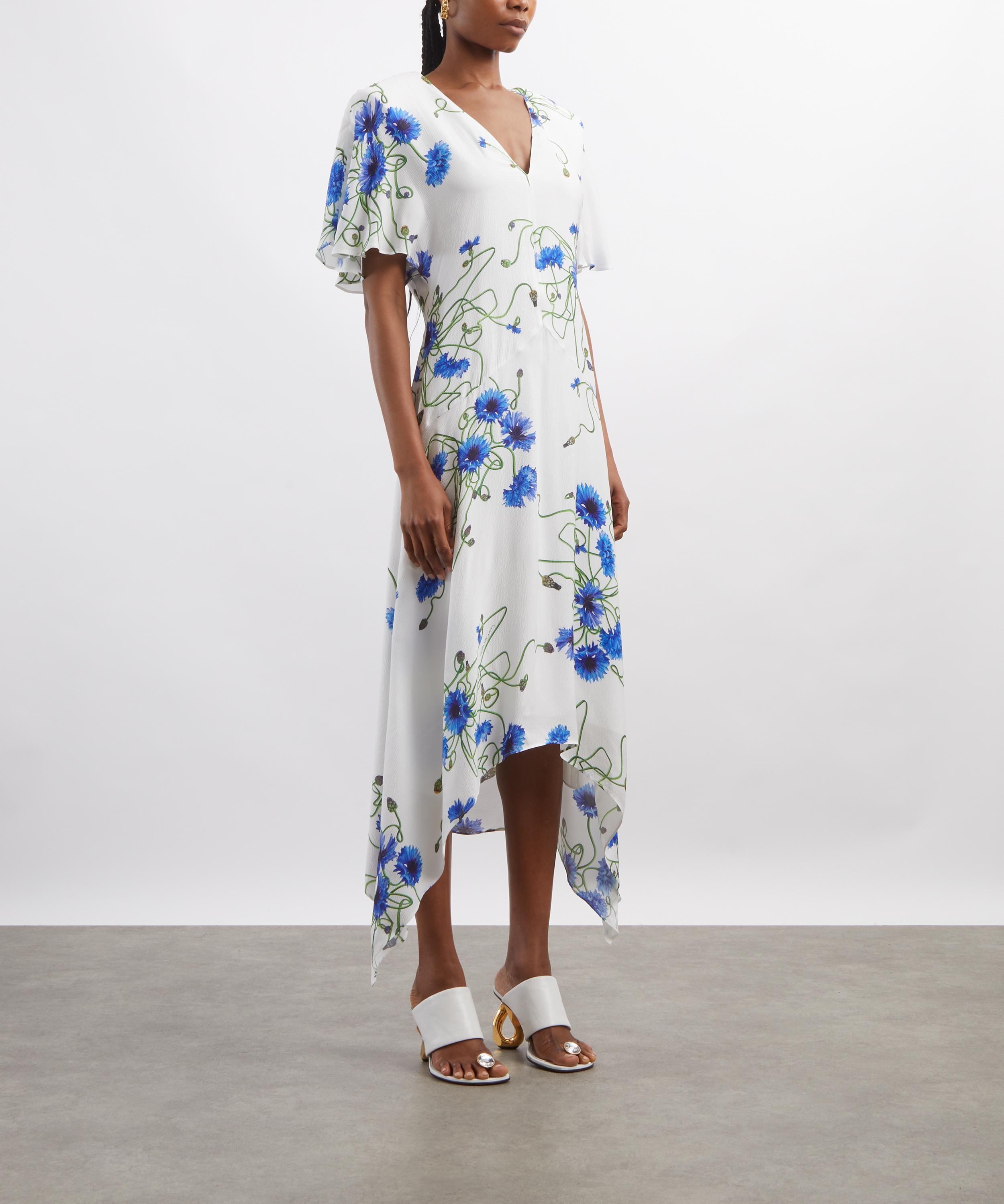 Stella McCartney - Floral Print Hammered Crepe V-Neck Dress image number 2