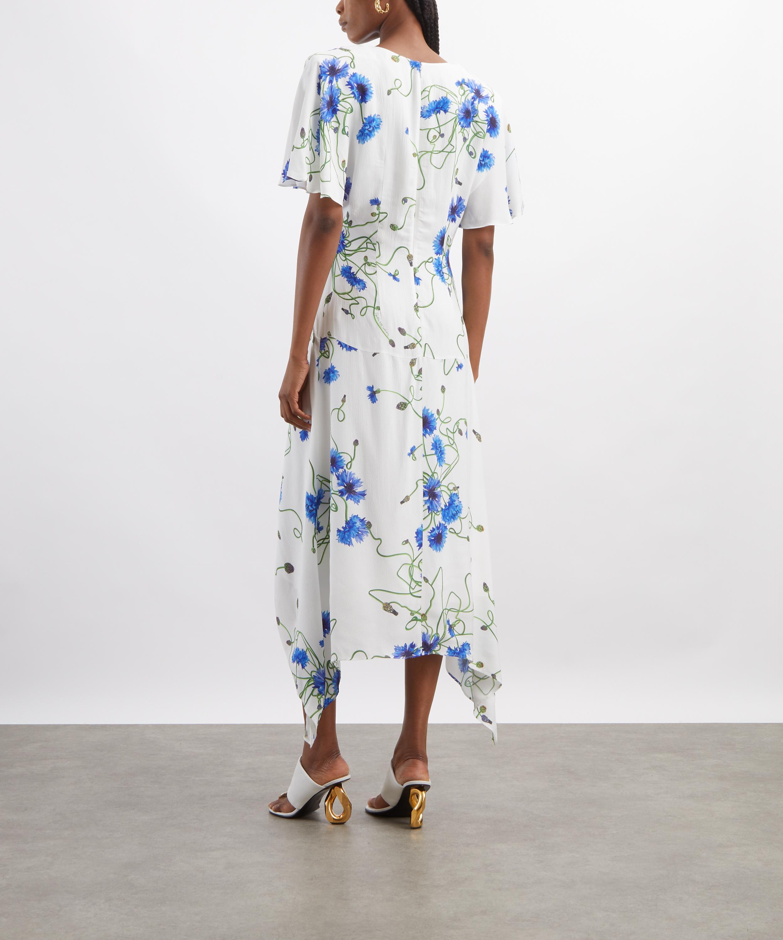 Stella McCartney - Floral Print Hammered Crepe V-Neck Dress image number 3
