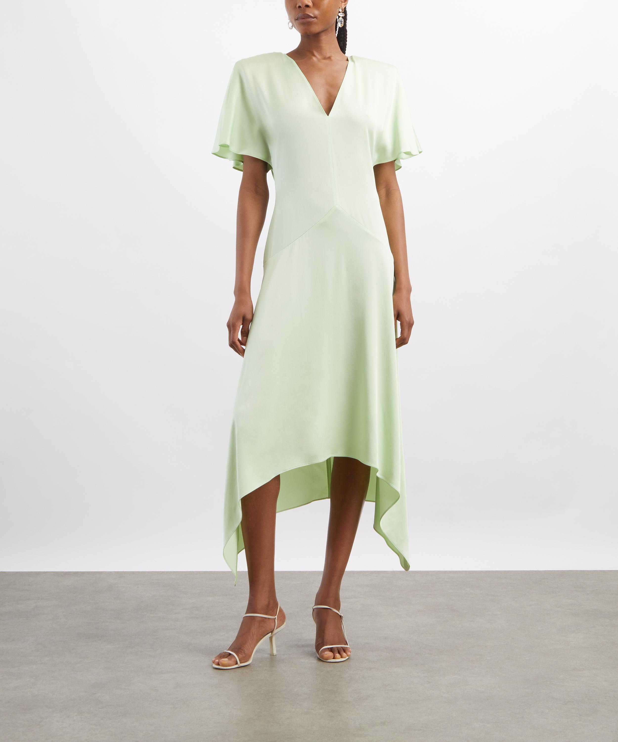 Stella McCartney - Envers Sherbert Green Satin V-Neck Dress image number 1