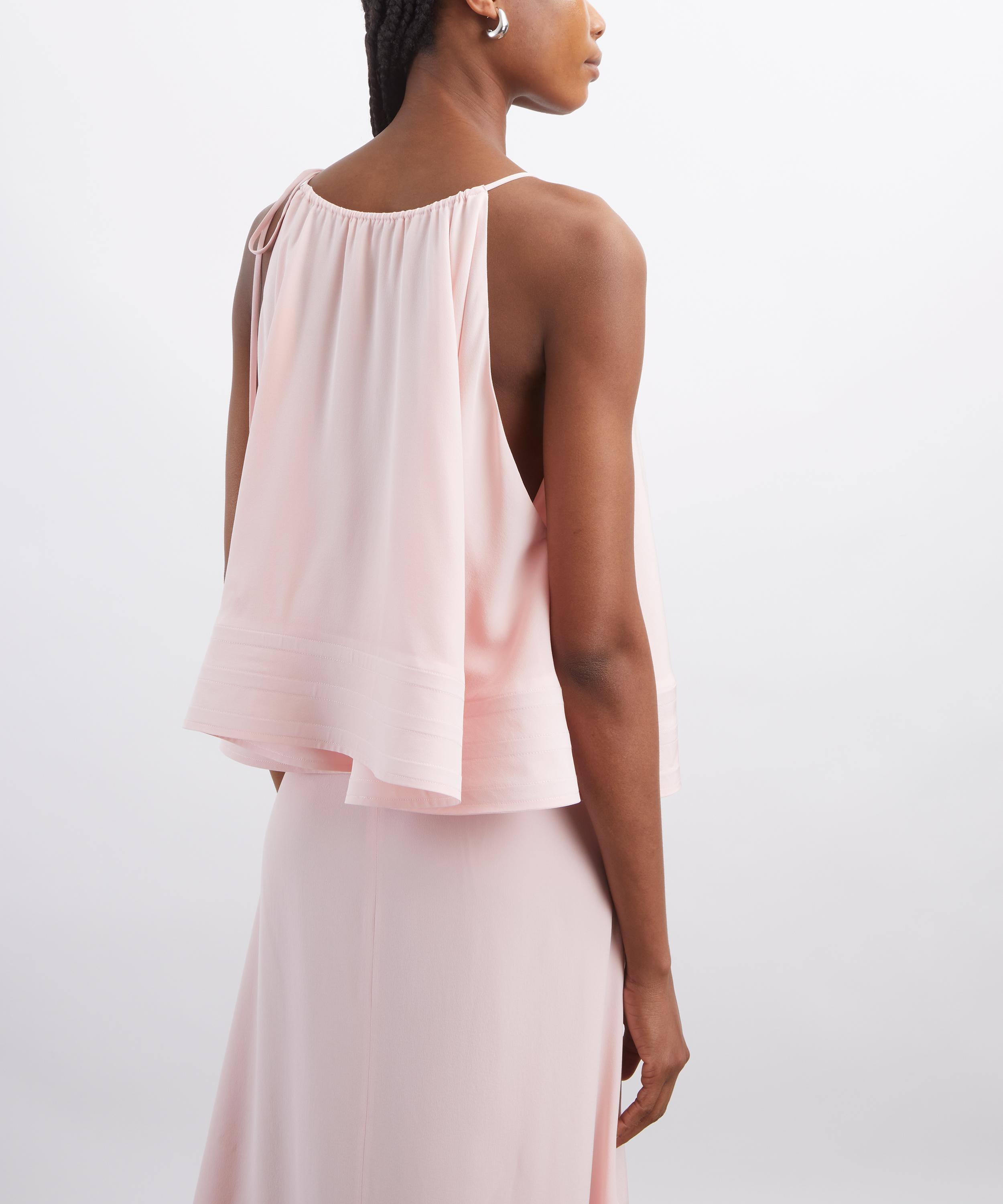 Stella McCartney - Ballet Pink Silk Halterneck Frill Top image number 3