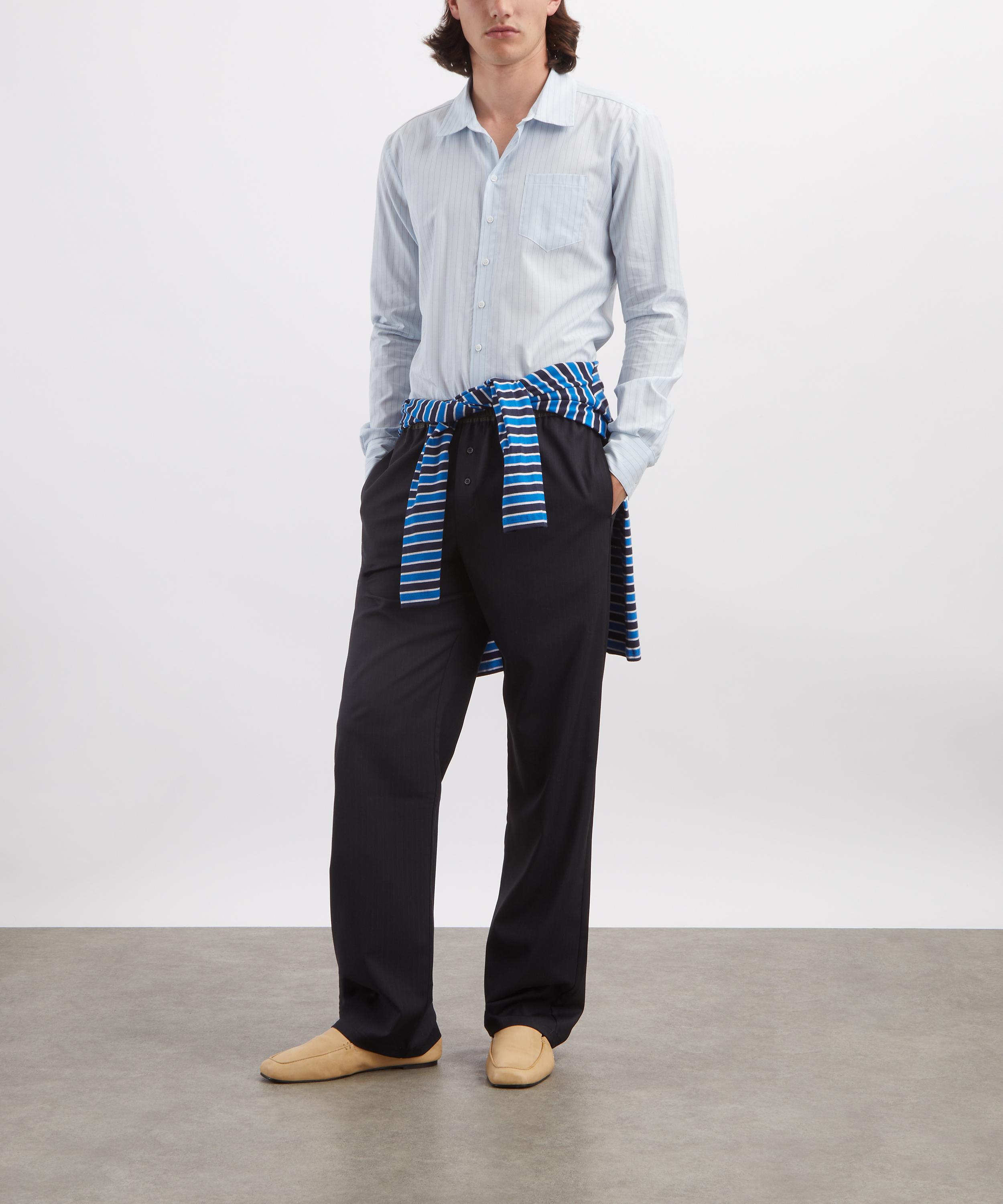 Paloma Wool - Finita Blue Pinstripe Cotton-Silk Shirt image number 1