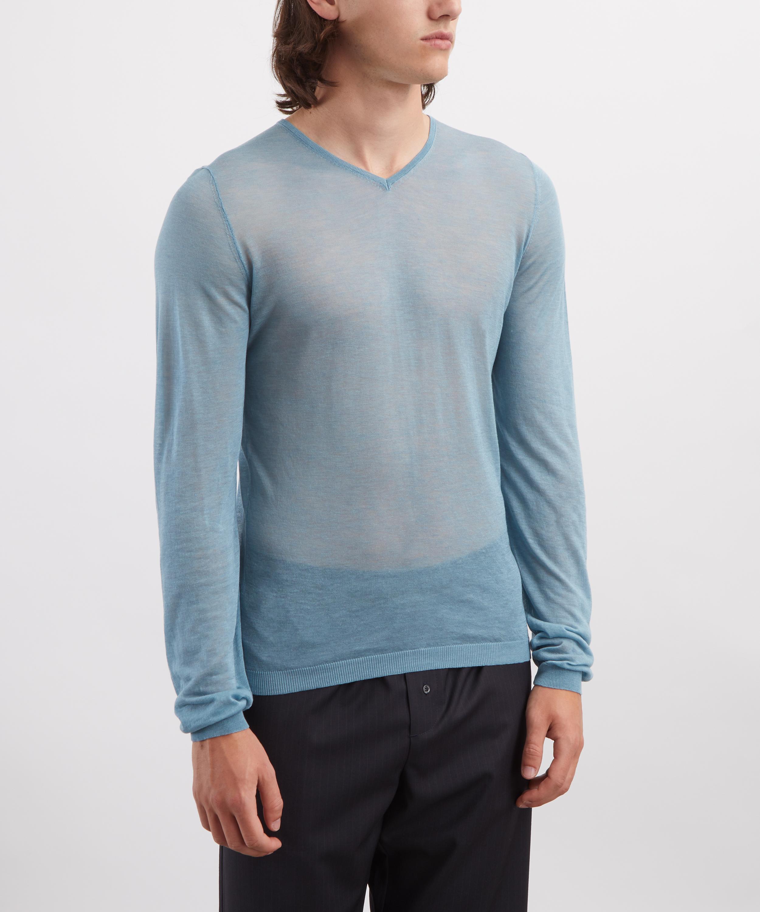 Paloma Wool - Losa Blue Sheer V-Neck Jumper image number 2