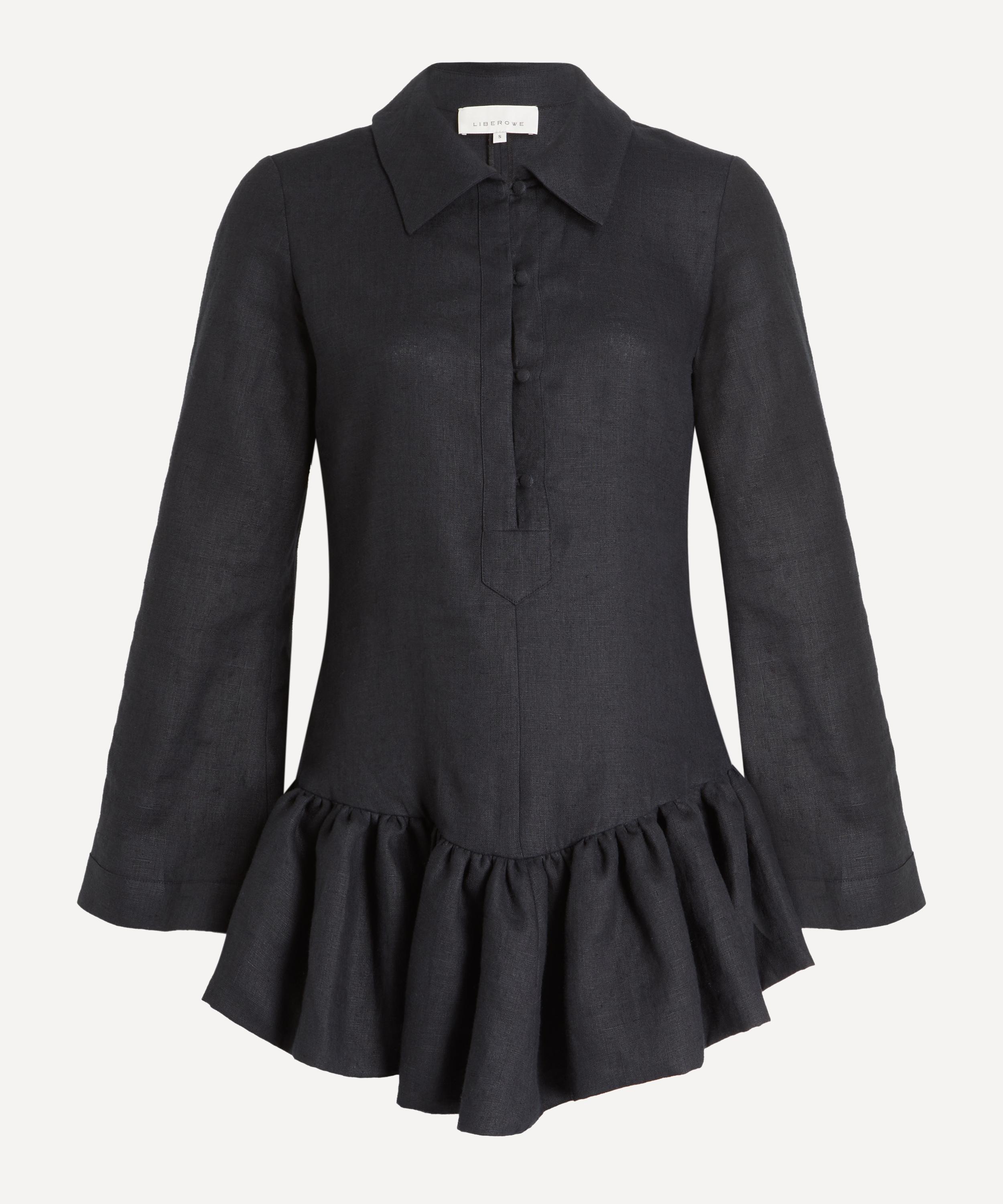 Liberowe - Linen Peplum Polo Mini Dress