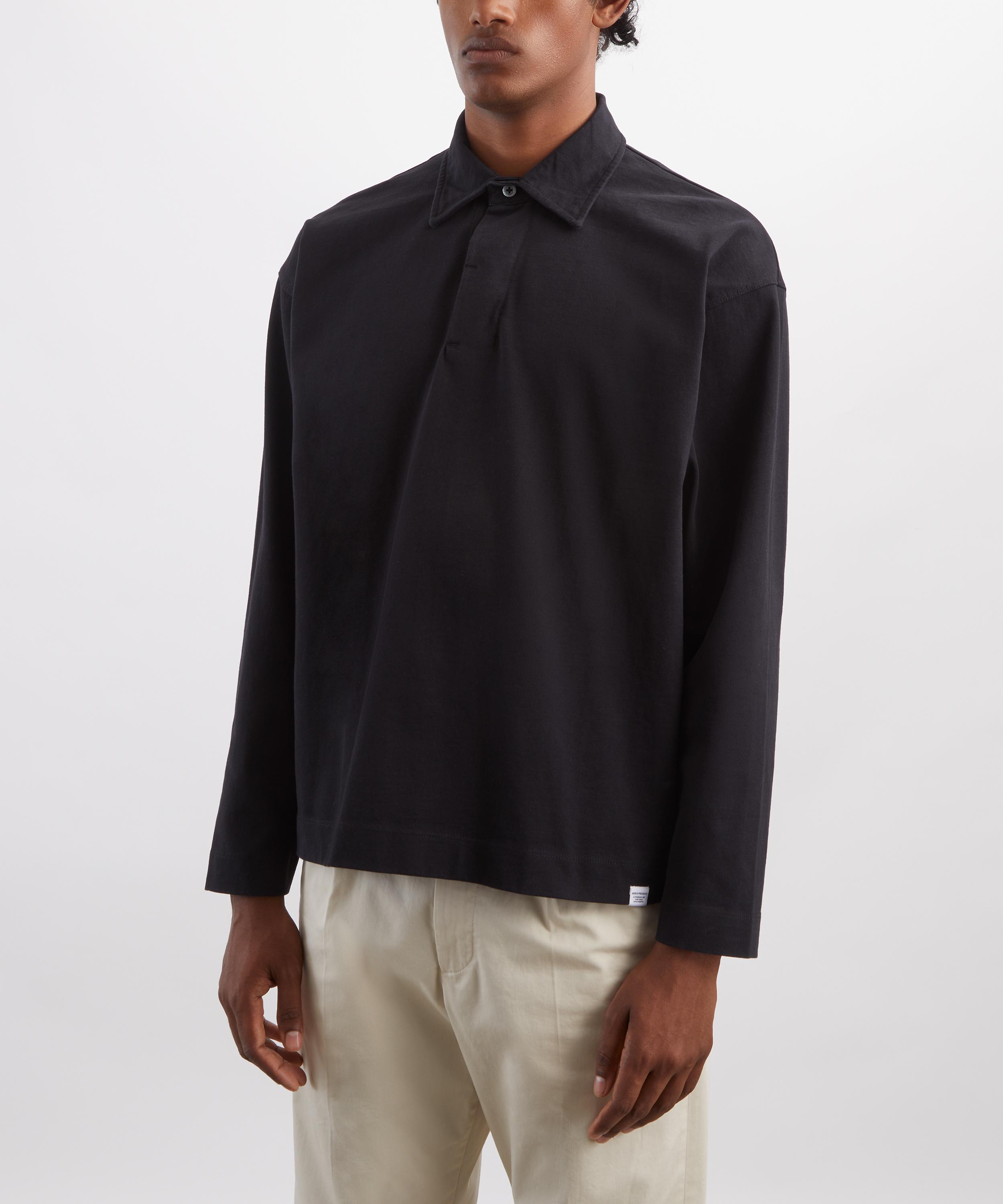 Norse Projects - Isefjord Long-Sleeve Polo Shirt in Black image number 2