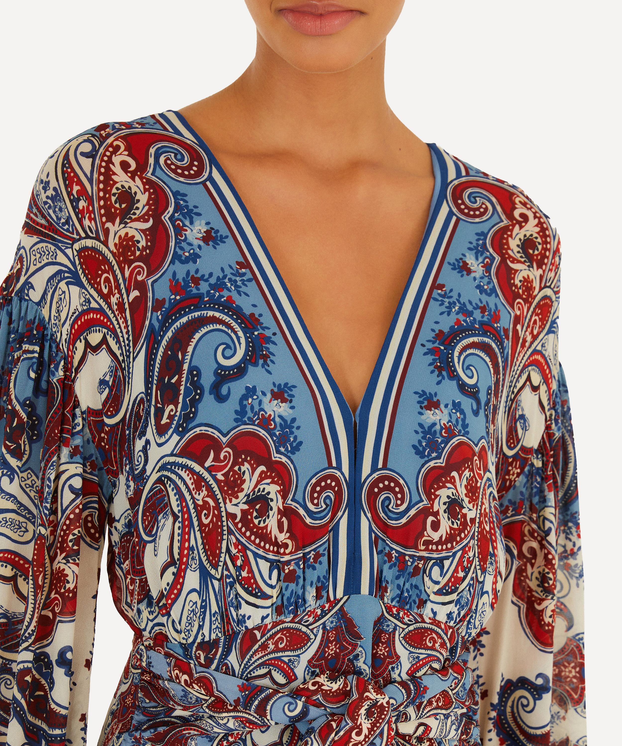 FARM Rio - Blue Paisley Scarf Long-Sleeve Maxi-Dress image number 2