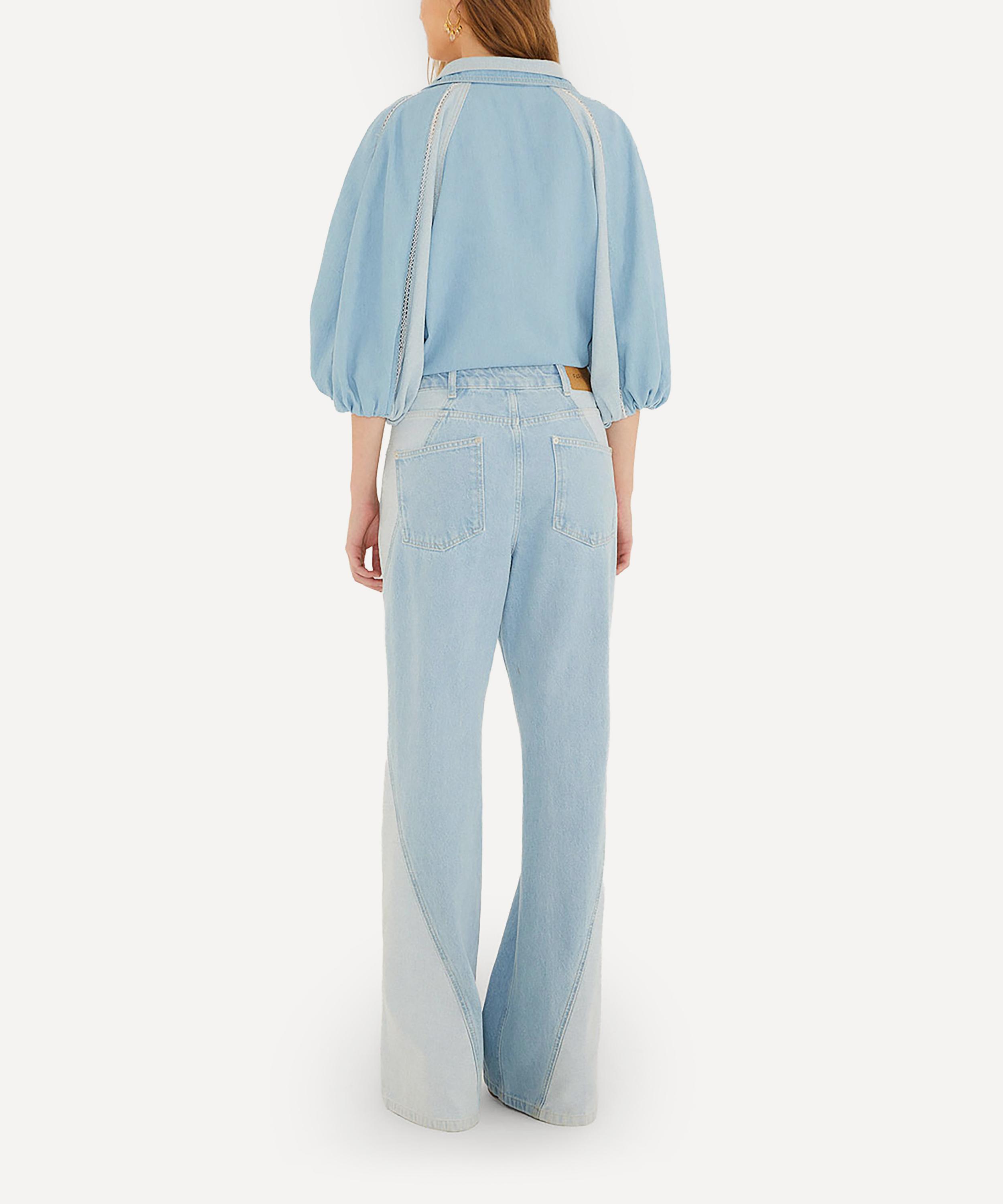 FARM Rio - Denim Bicolor Puff-Sleeve Shirt image number 1