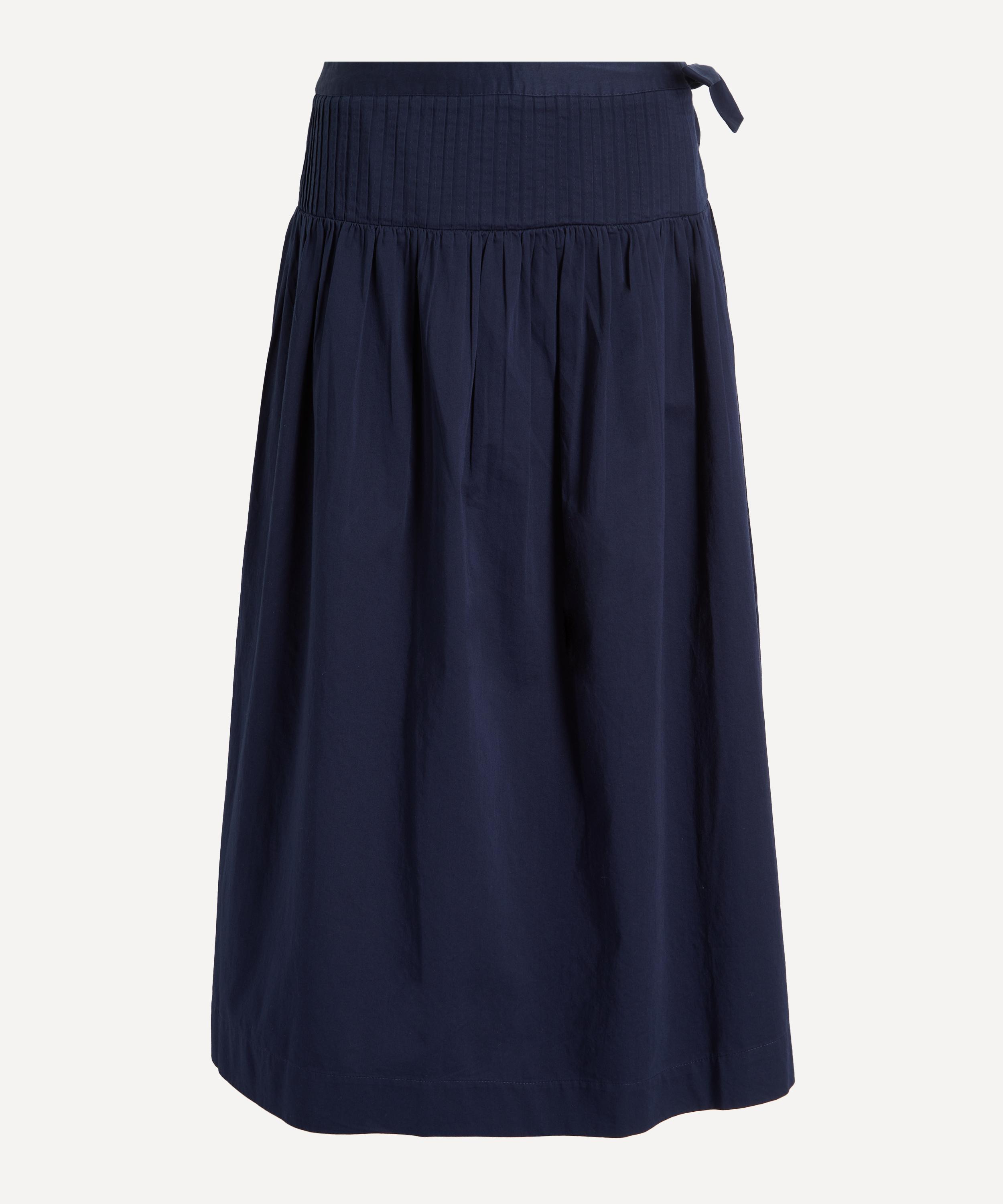 Damson Madder - Josie Navy Cotton Midi Skirt