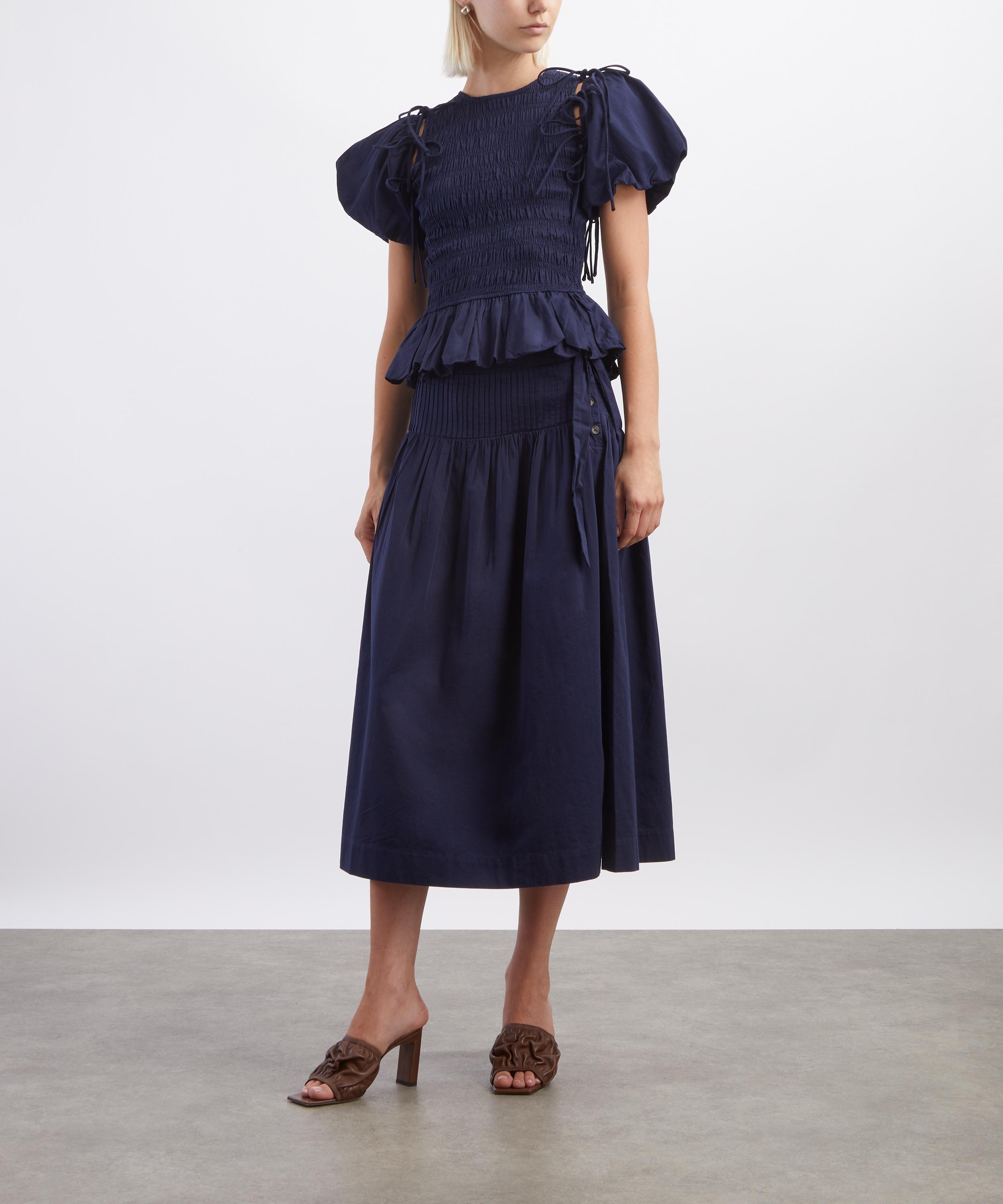 Damson Madder - Josie Navy Cotton Midi Skirt image number 1