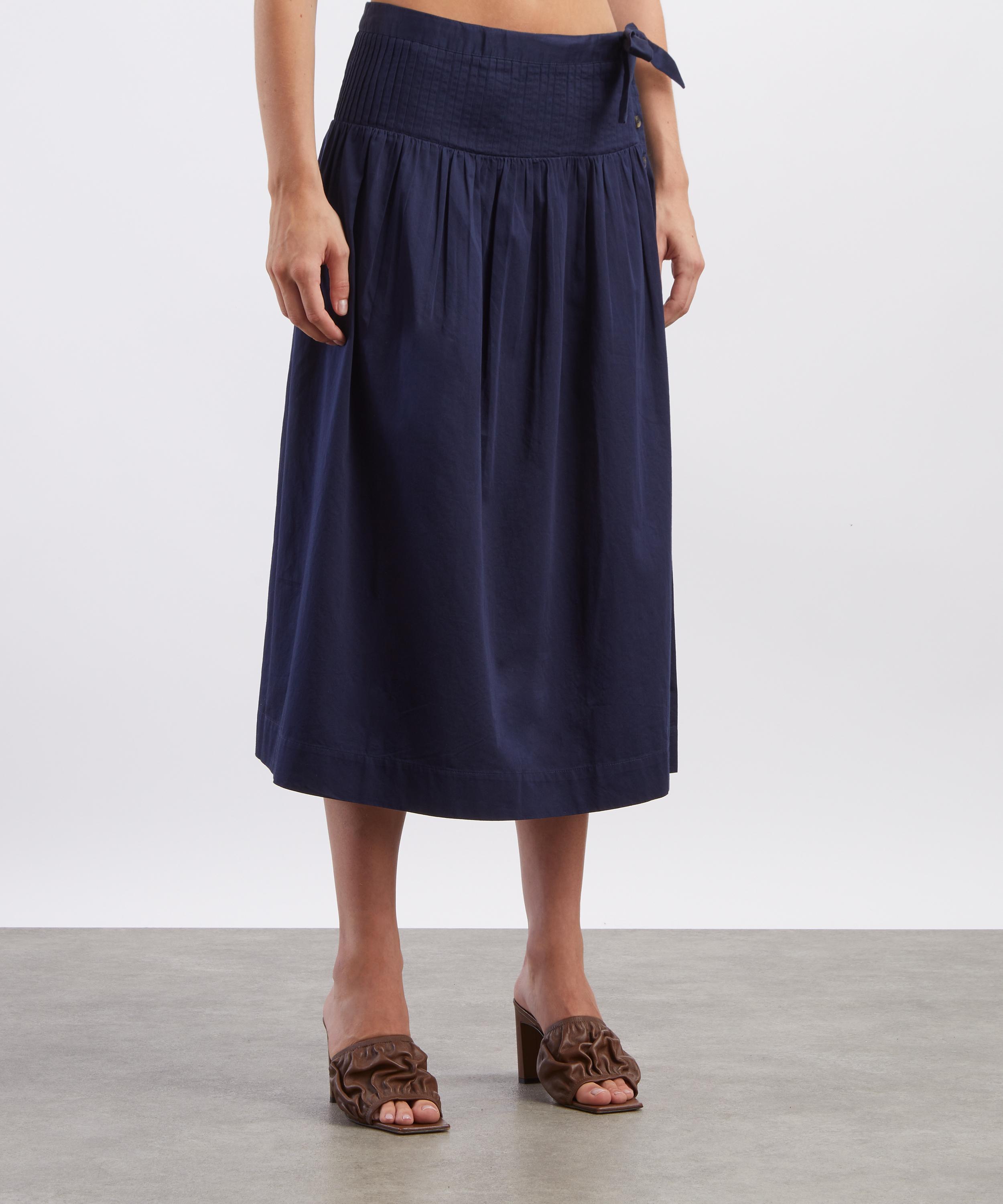 Damson Madder - Josie Navy Cotton Midi Skirt image number 2