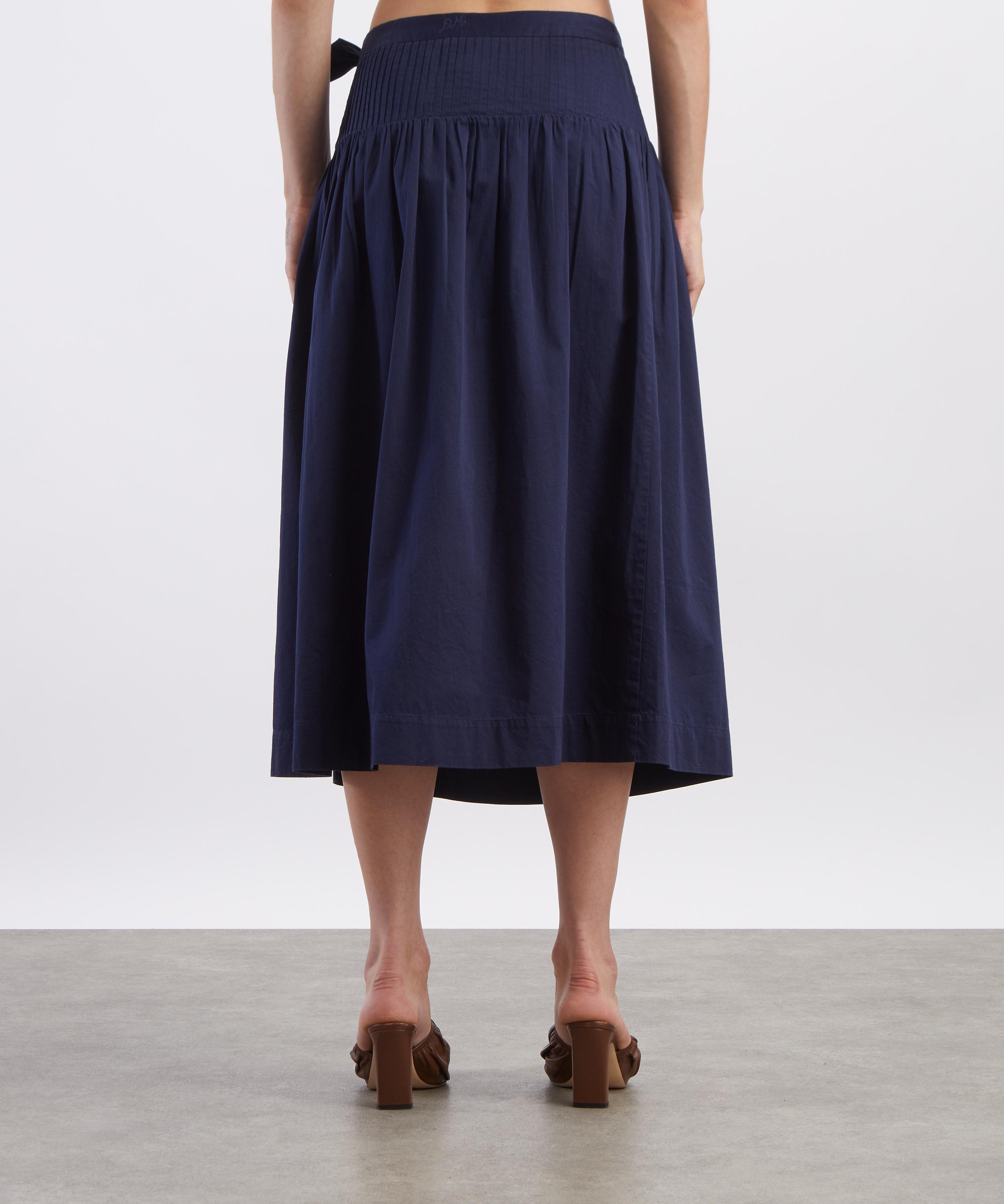 Damson Madder - Josie Navy Cotton Midi Skirt image number 3