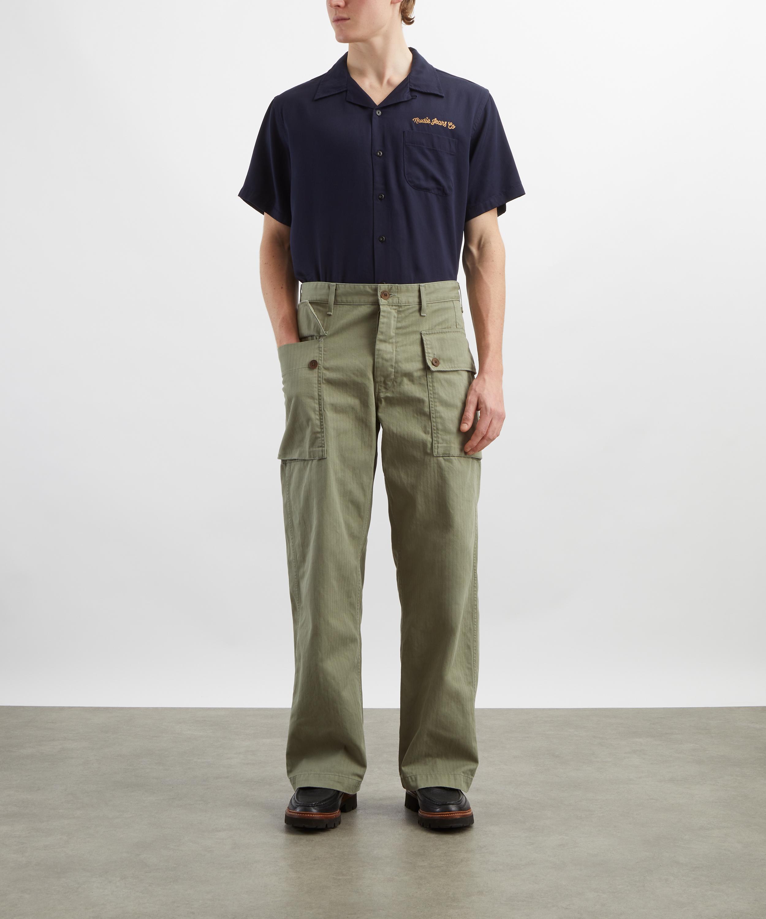 Nudie Jeans - Loud Larry Pale Green Cargo Trousers image number 1