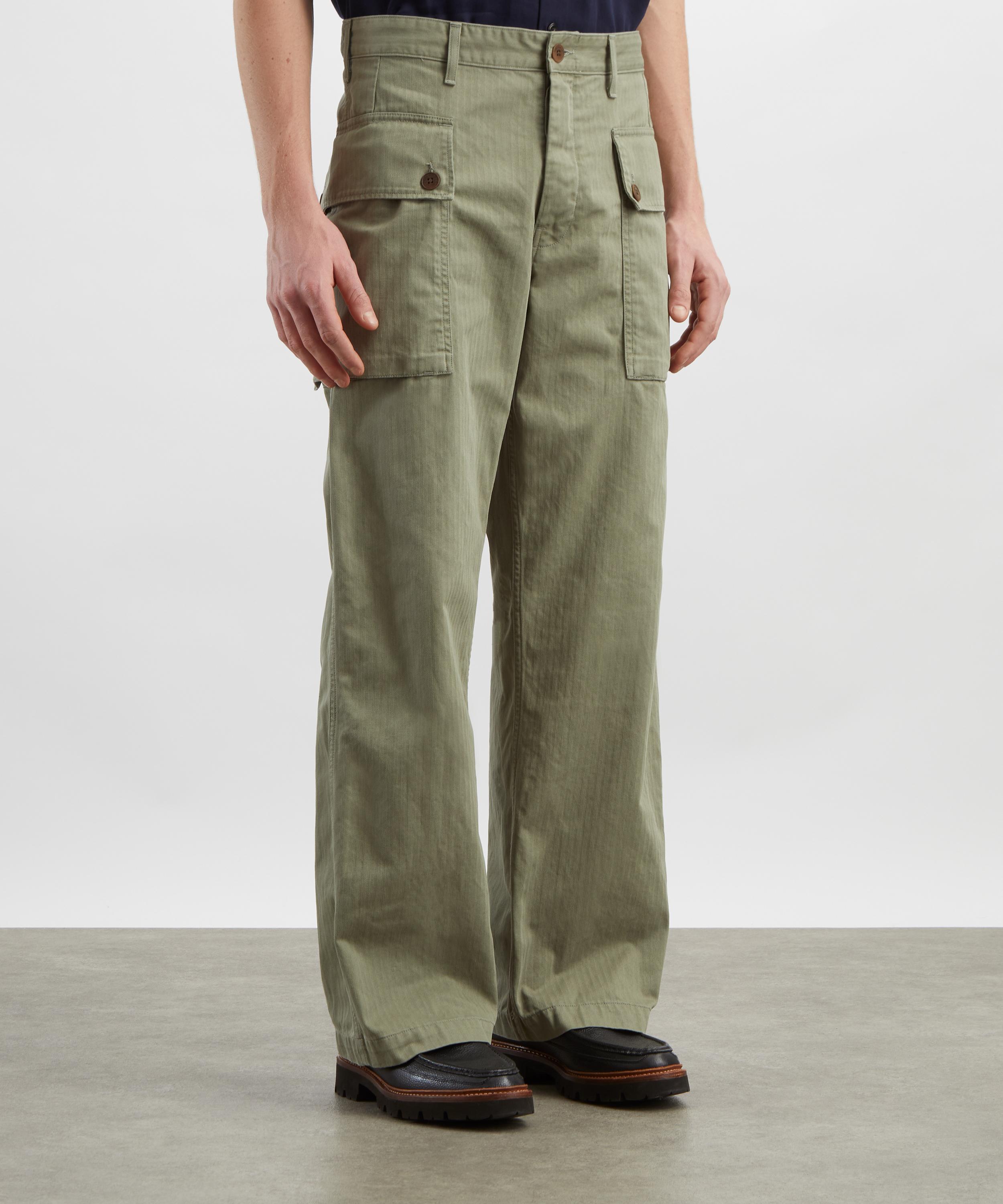 Nudie Jeans - Loud Larry Pale Green Cargo Trousers image number 2