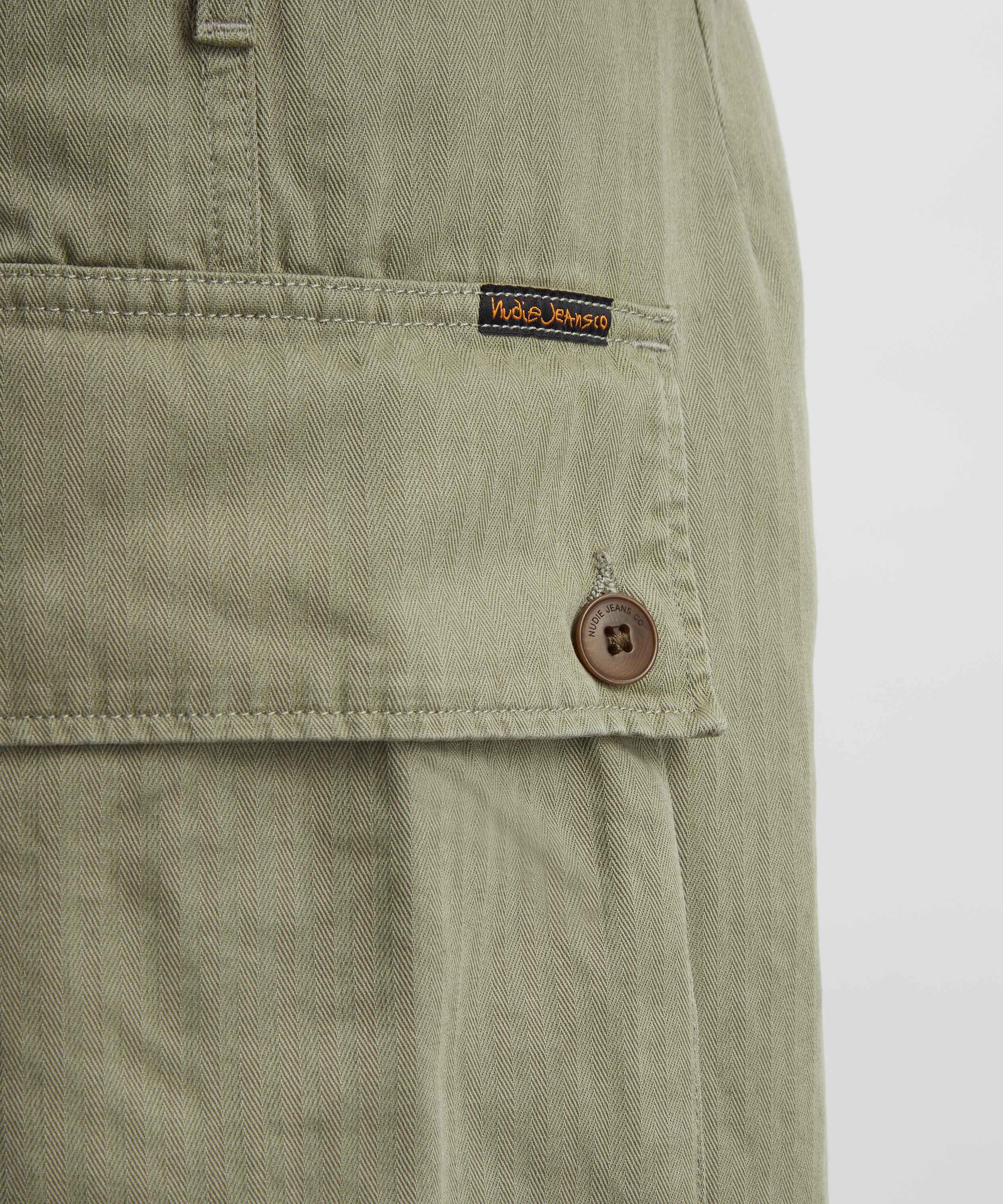 Nudie Jeans - Loud Larry Pale Green Cargo Trousers image number 4
