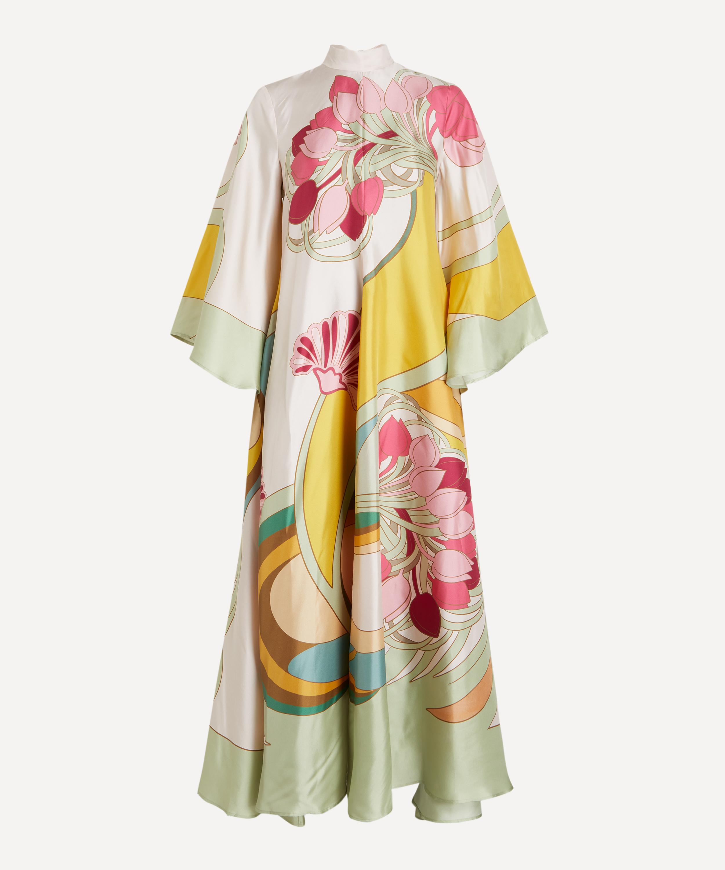 La DoubleJ - Magnifico Tulip Plac&eacute;e Green Silk Twill Dress