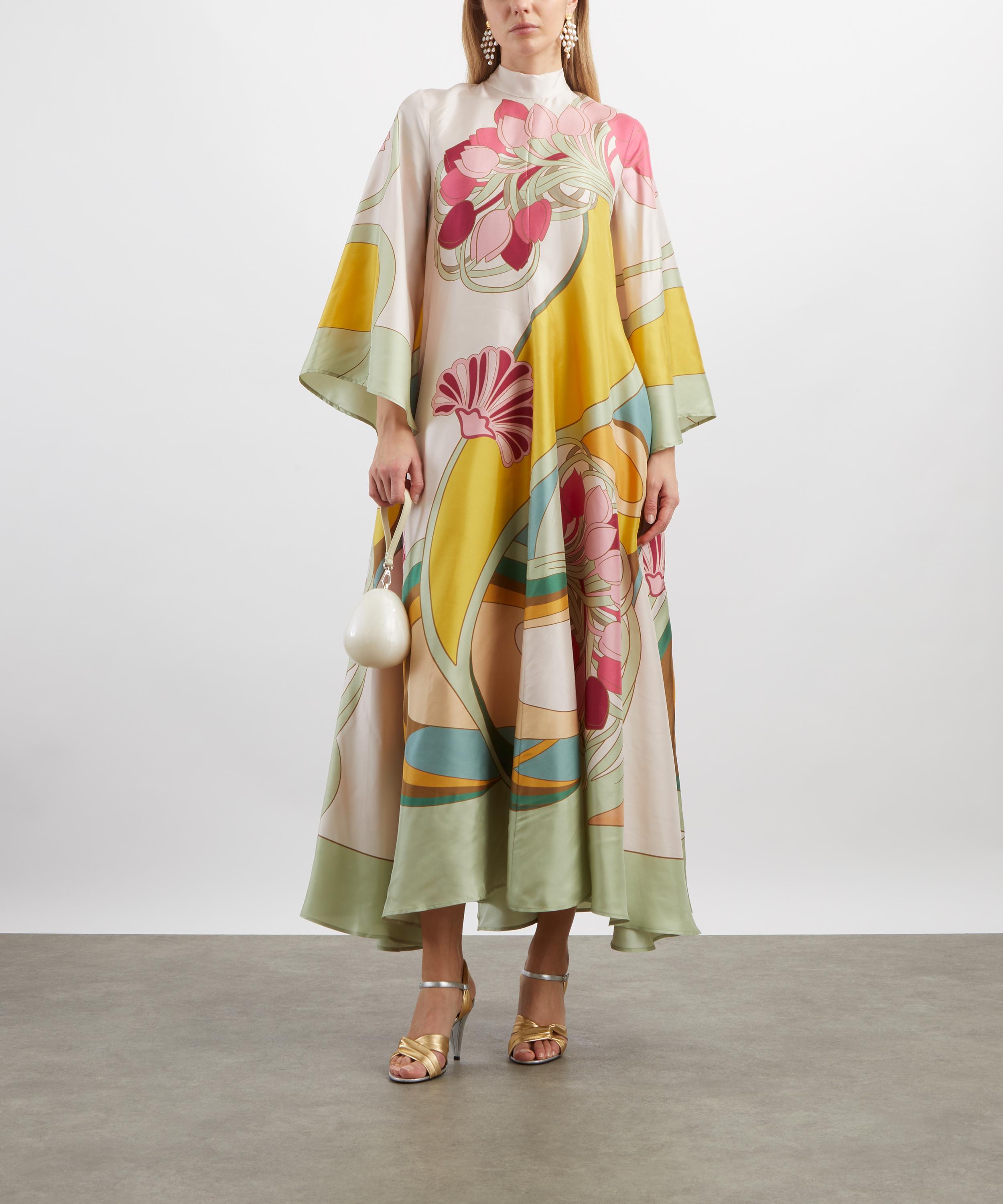 La DoubleJ - Magnifico Tulip Plac&eacute;e Green Silk Twill Dress image number 1