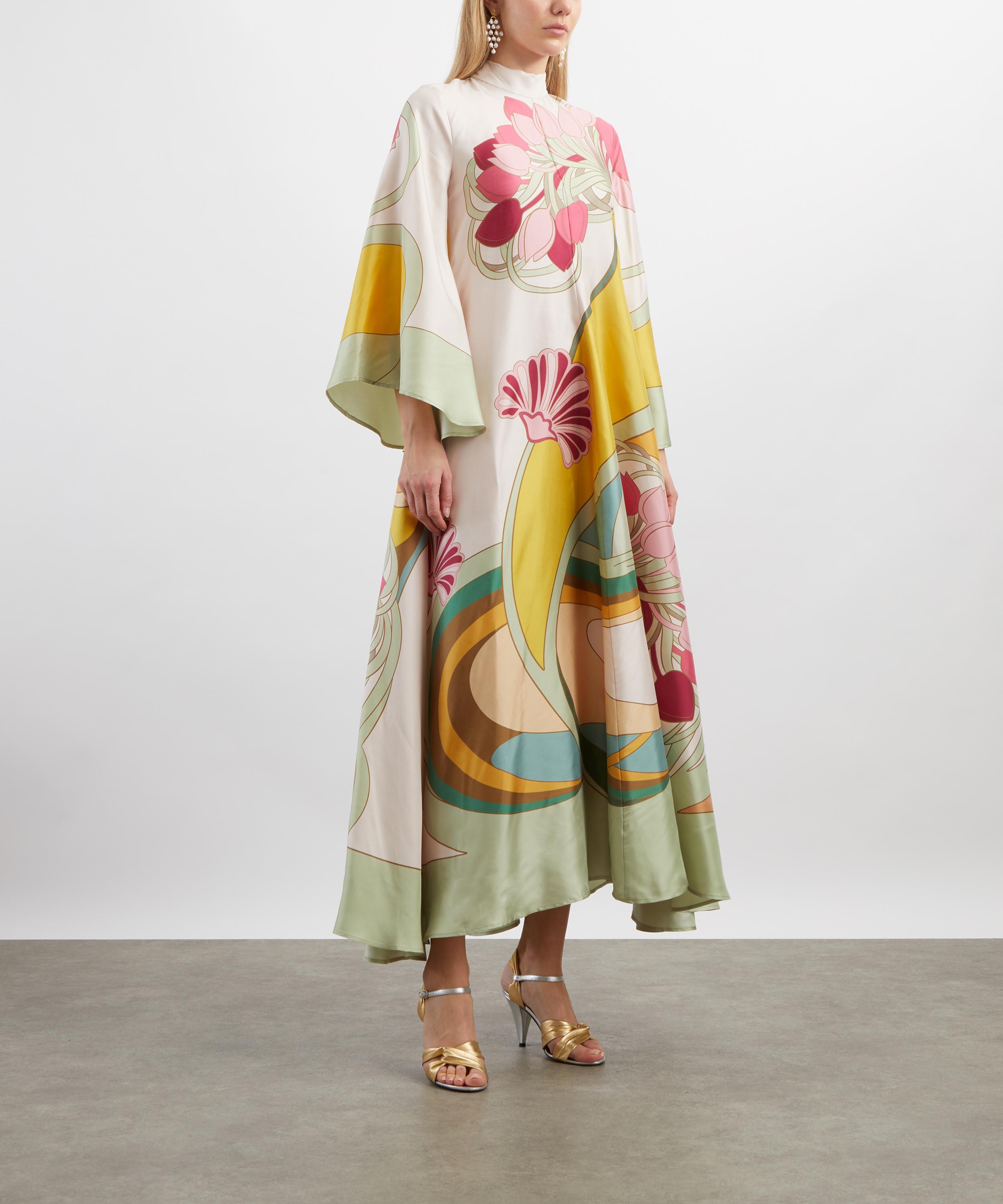 La DoubleJ - Magnifico Tulip Plac&eacute;e Green Silk Twill Dress image number 2