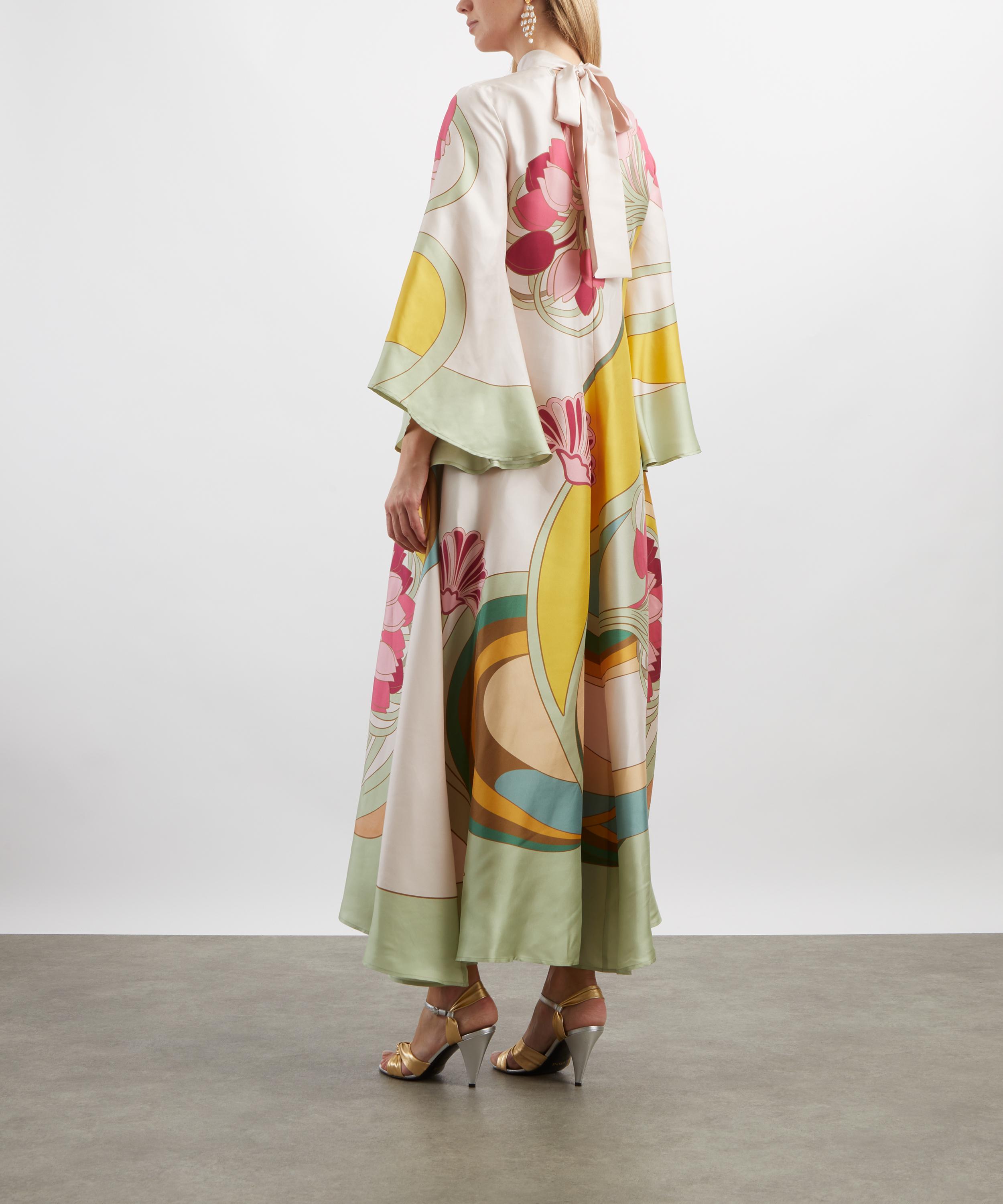 La DoubleJ - Magnifico Tulip Plac&eacute;e Green Silk Twill Dress image number 3