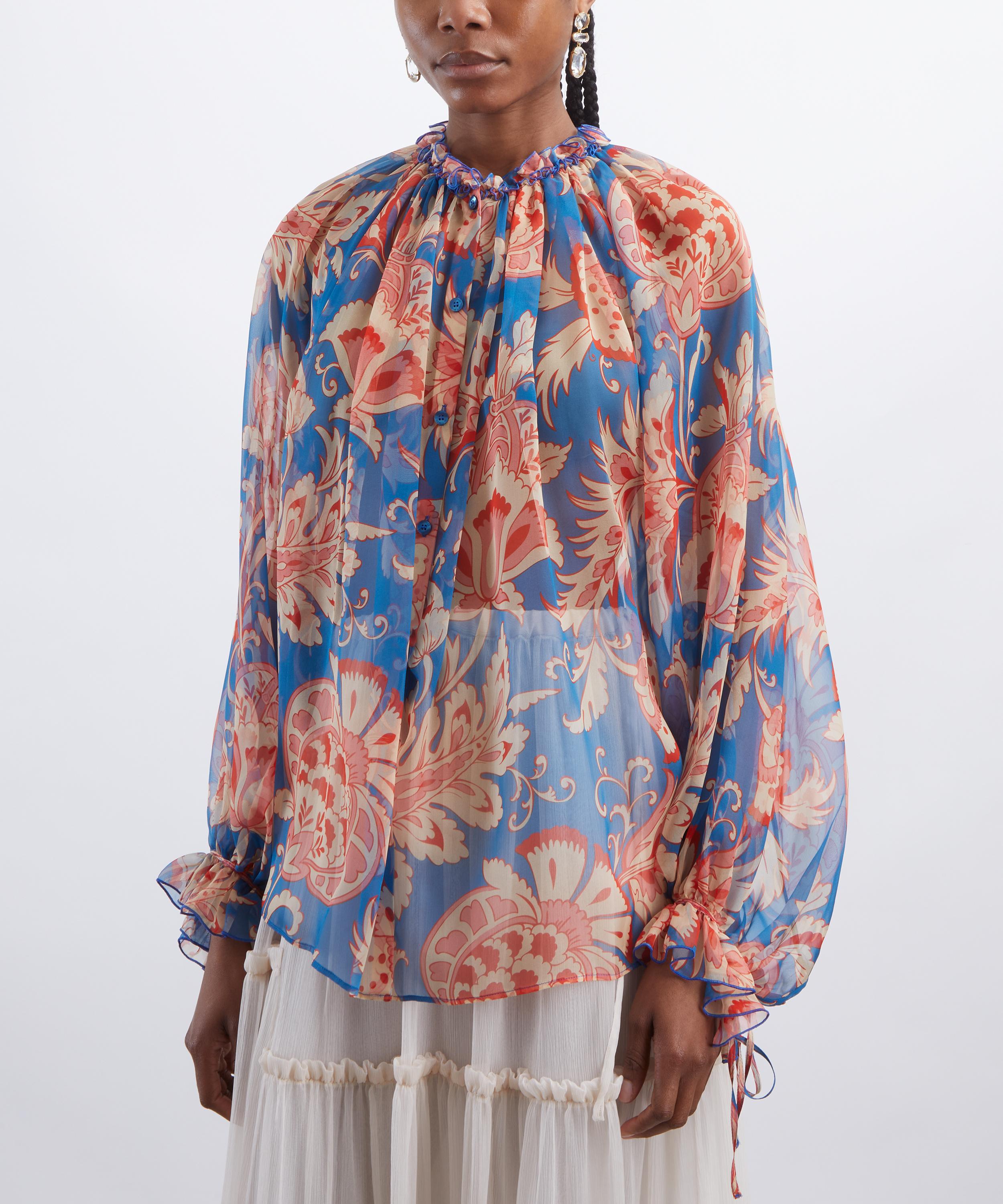 Etro - Floral Ruffled Silk Shirt image number 2