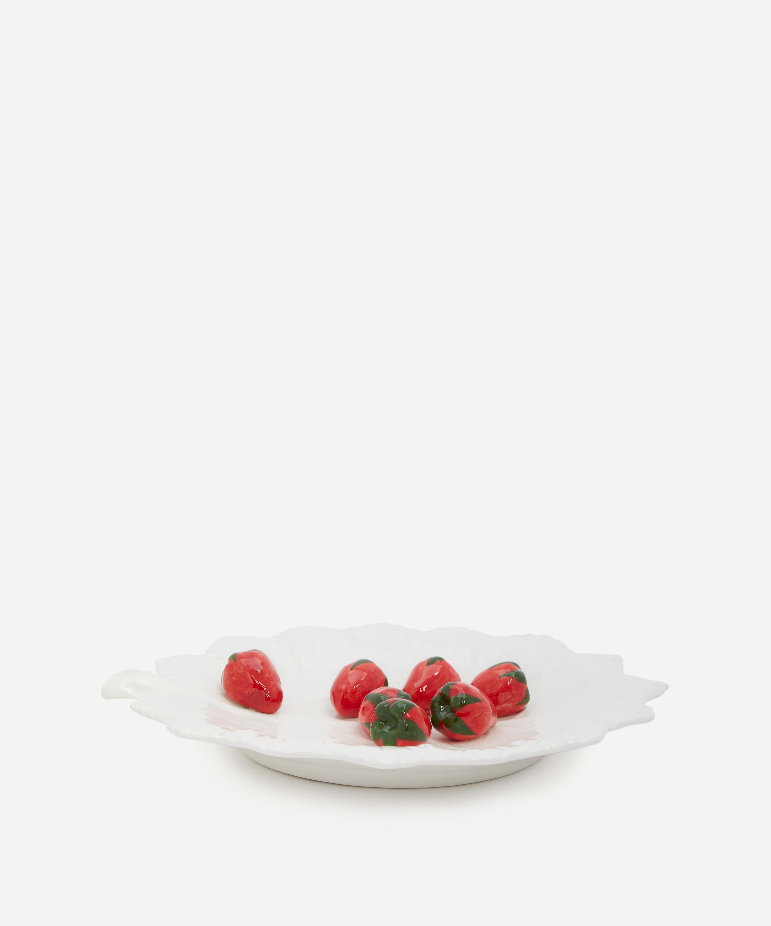 Este Ceramiche - Strawberries on White Leaf Plate image number 1