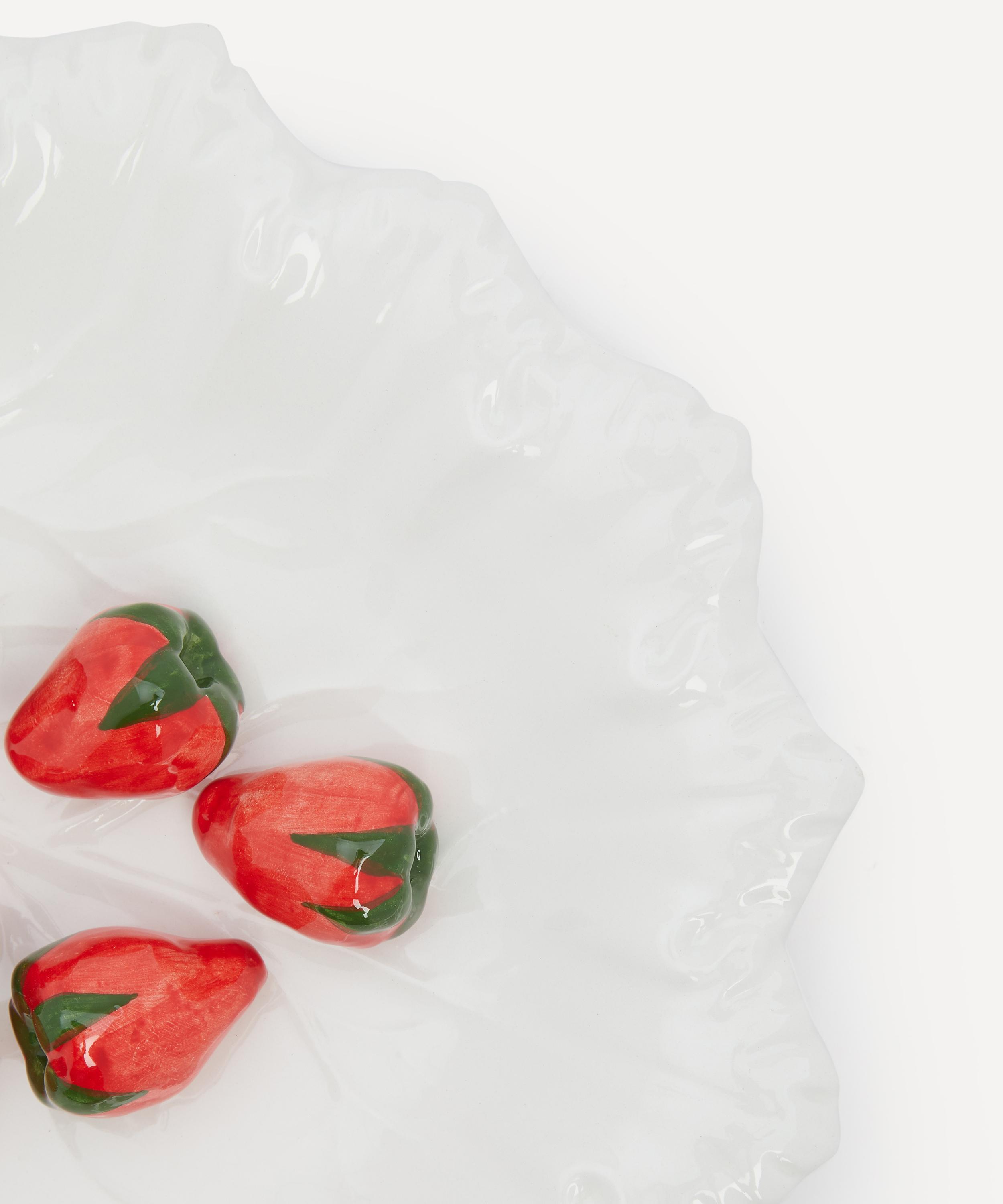 Este Ceramiche - Strawberries on White Leaf Plate image number 3