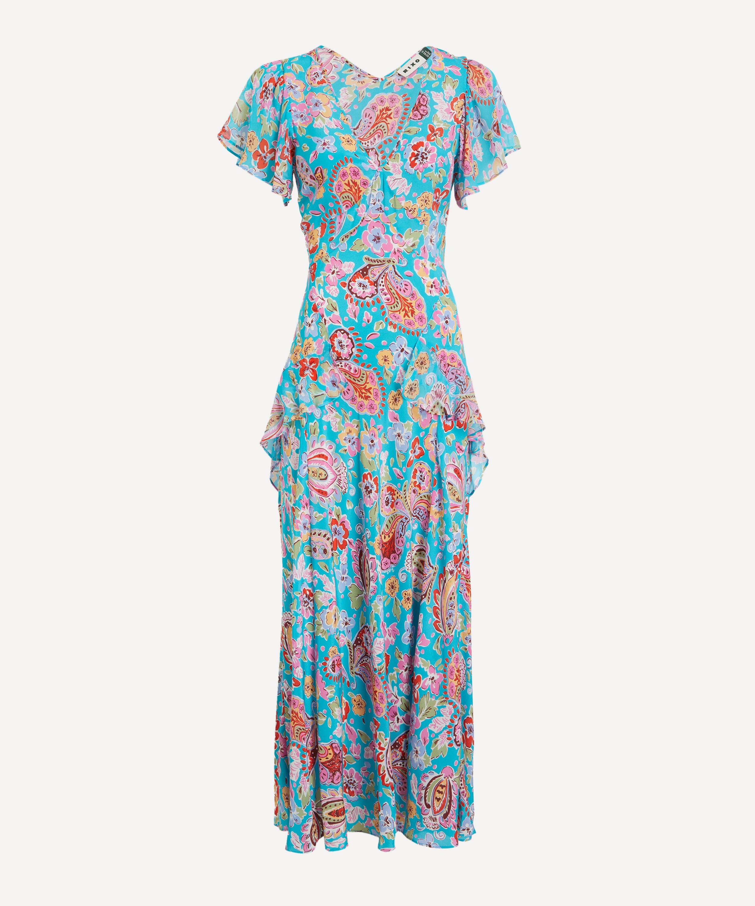 RIXO - Evie Silk Cr&ecirc;pe de Chine Midi Dress