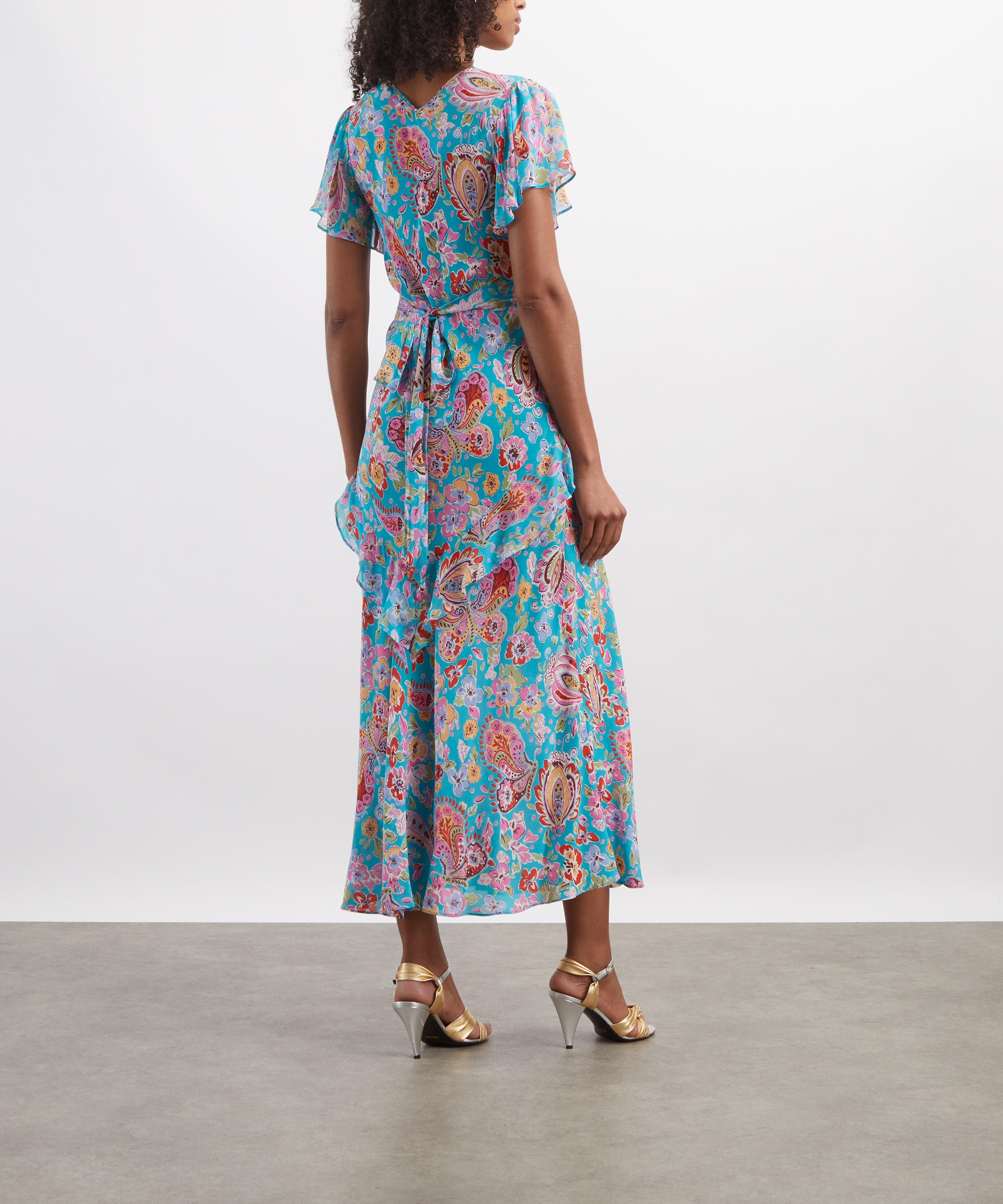 RIXO - Evie Silk Cr&ecirc;pe de Chine Midi Dress image number 3