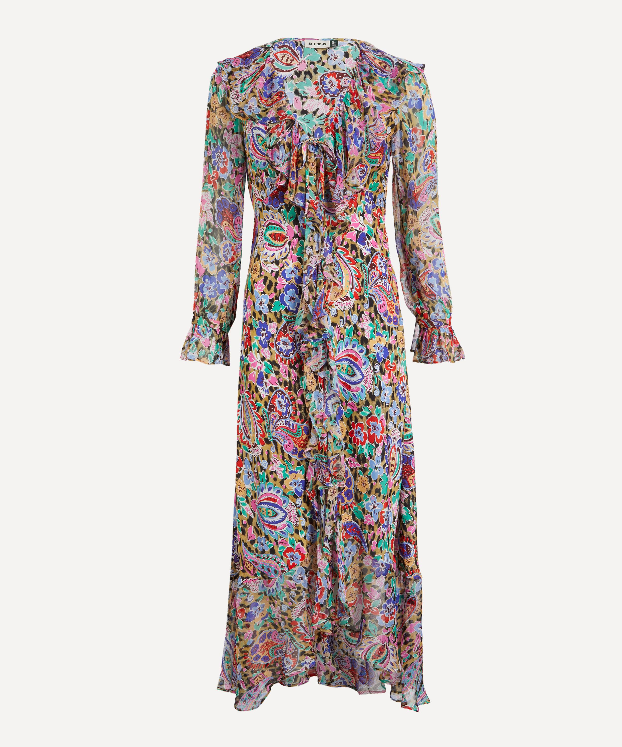 RIXO - Grayce Silk Midi Dress