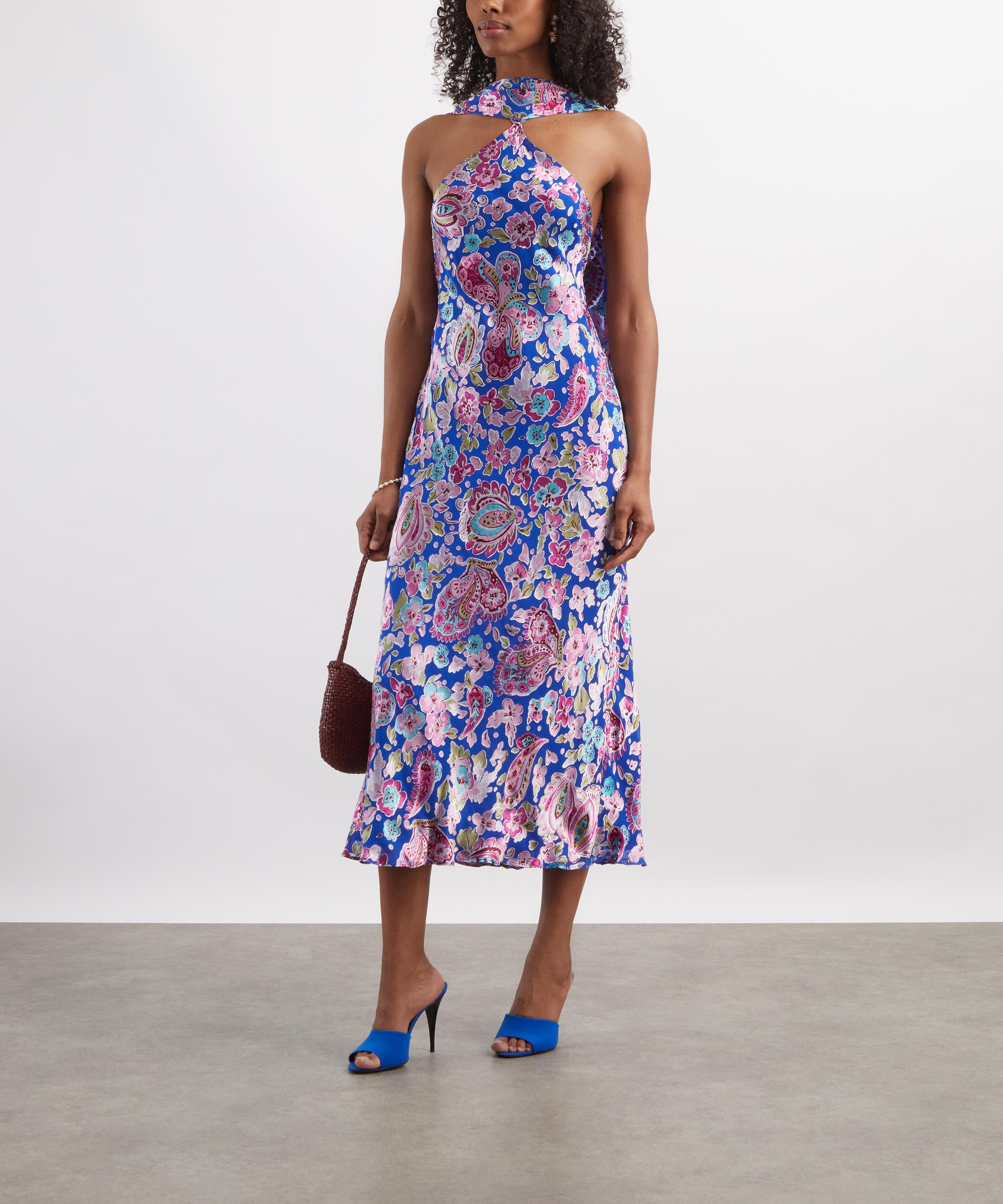 RIXO - Hayley Silk-Satin Devor&eacute; Midi Dress image number 1