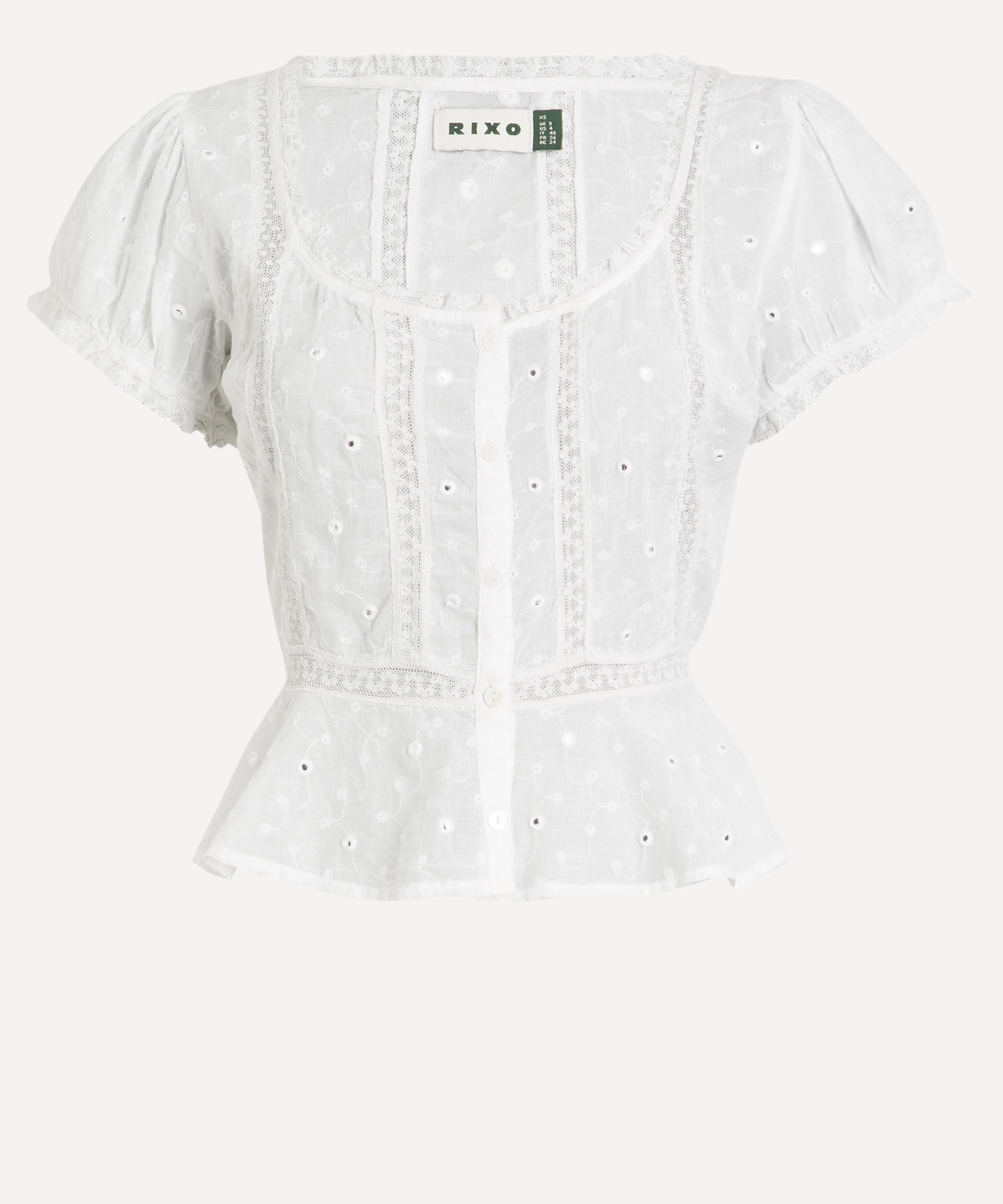 RIXO - Sandi Ivory Broderie Anglaise Top