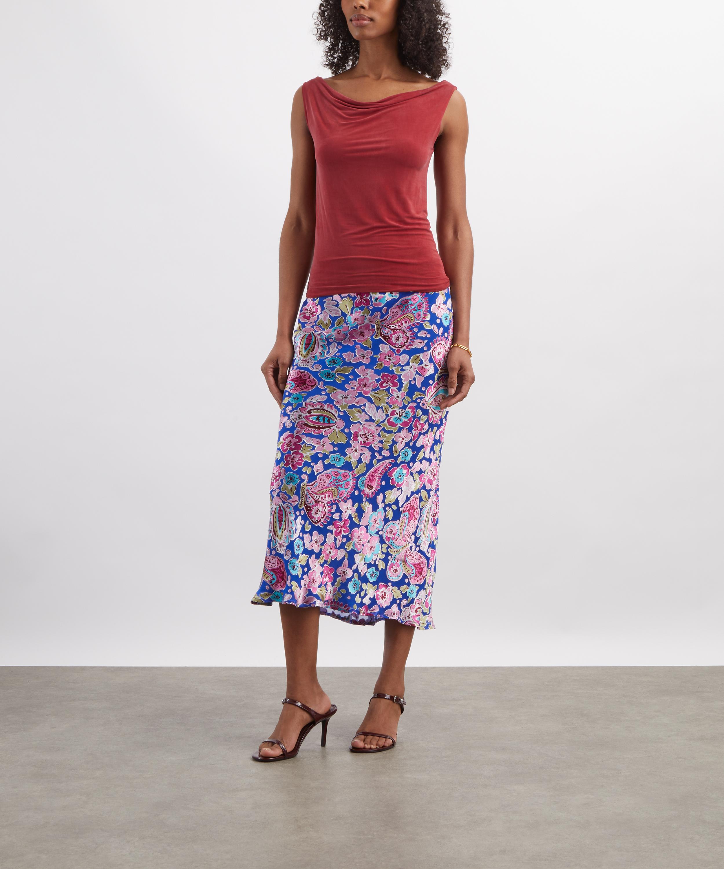 RIXO - Ardith Floral Silk-Blend Midi Skirt image number 1