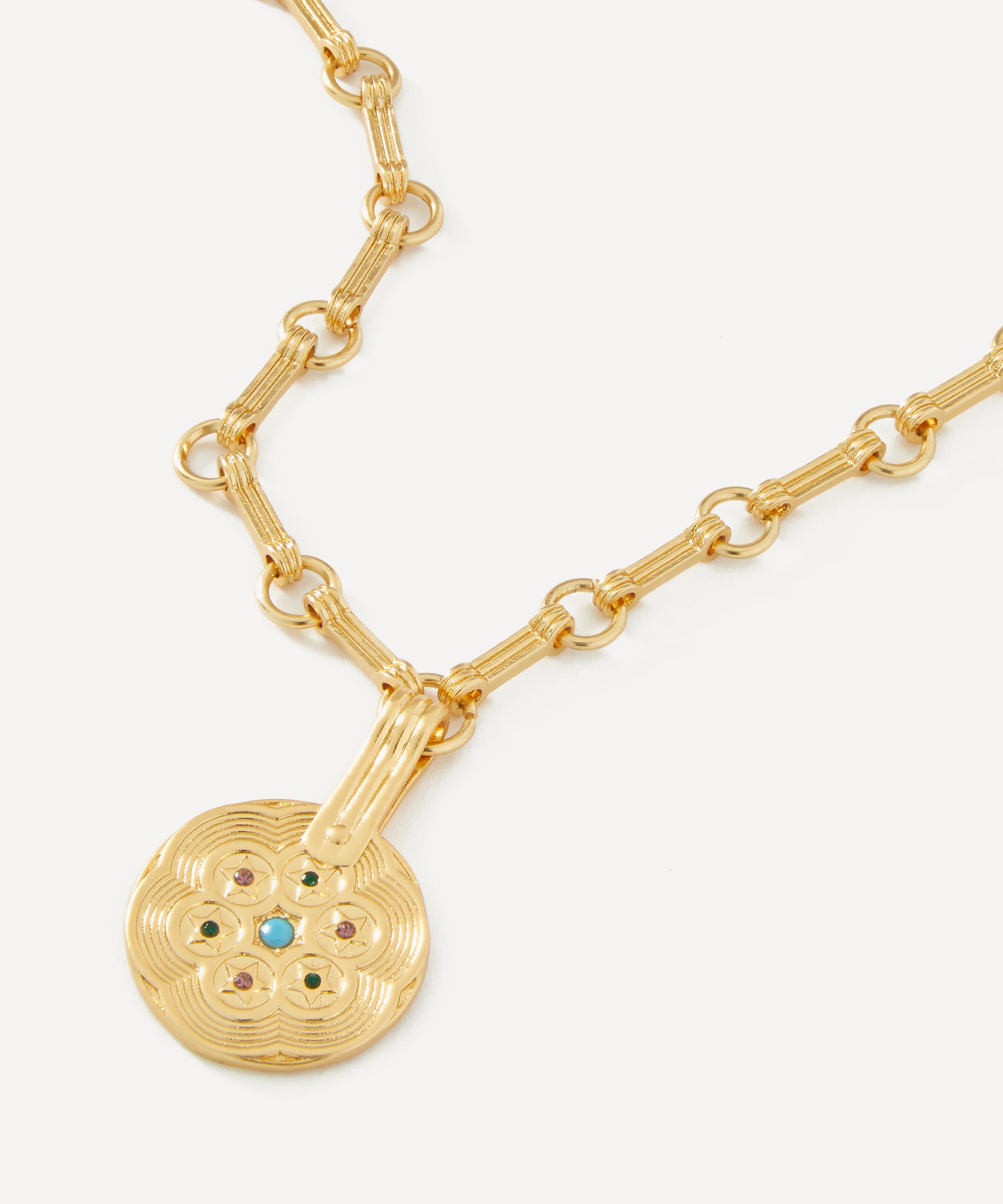 RIXO - 18ct Gold Plated Sol Pendant Necklace